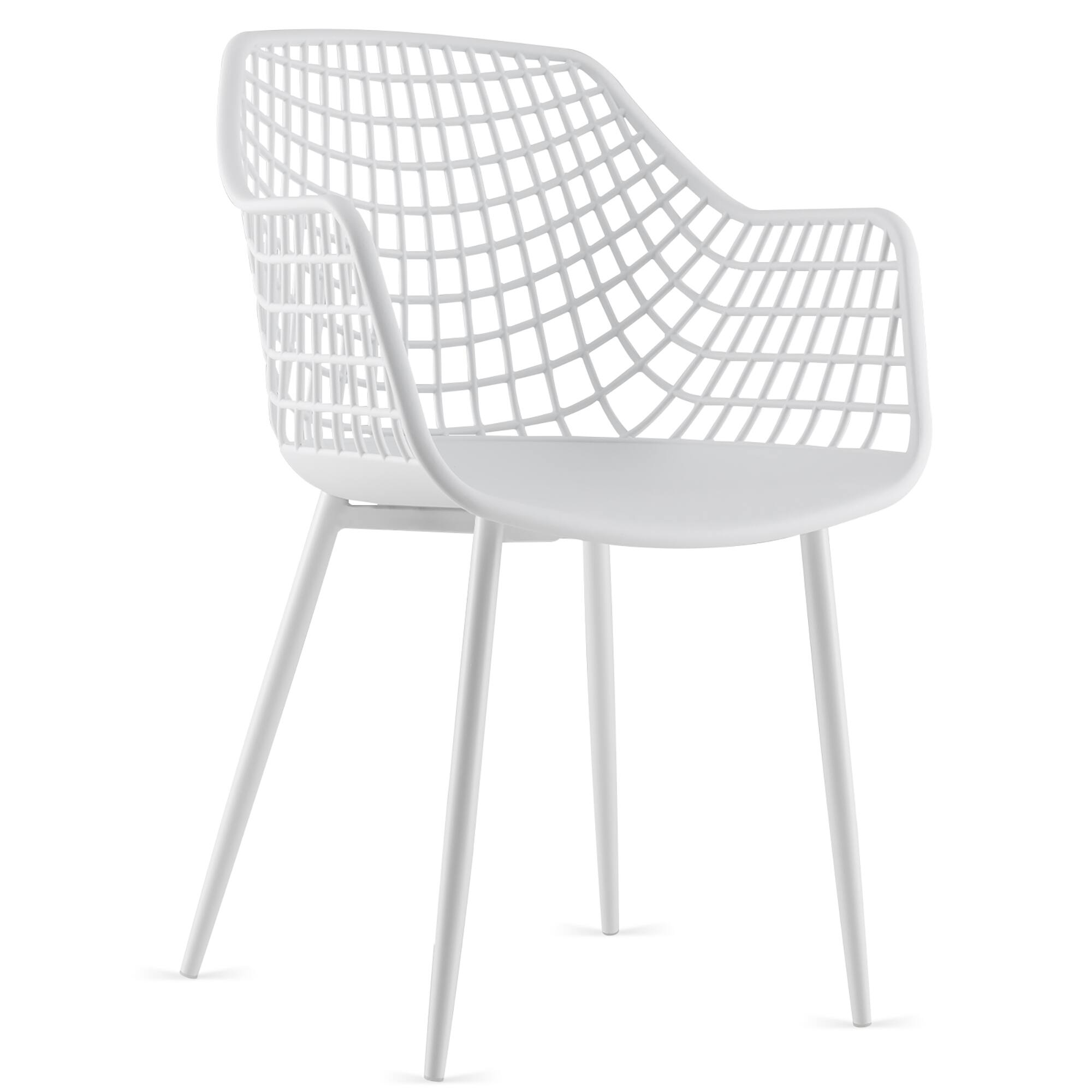 Alt View 6. Costway - Dining Chair Set of 4 Plastic Shell Hollow with Metal Legs - White.