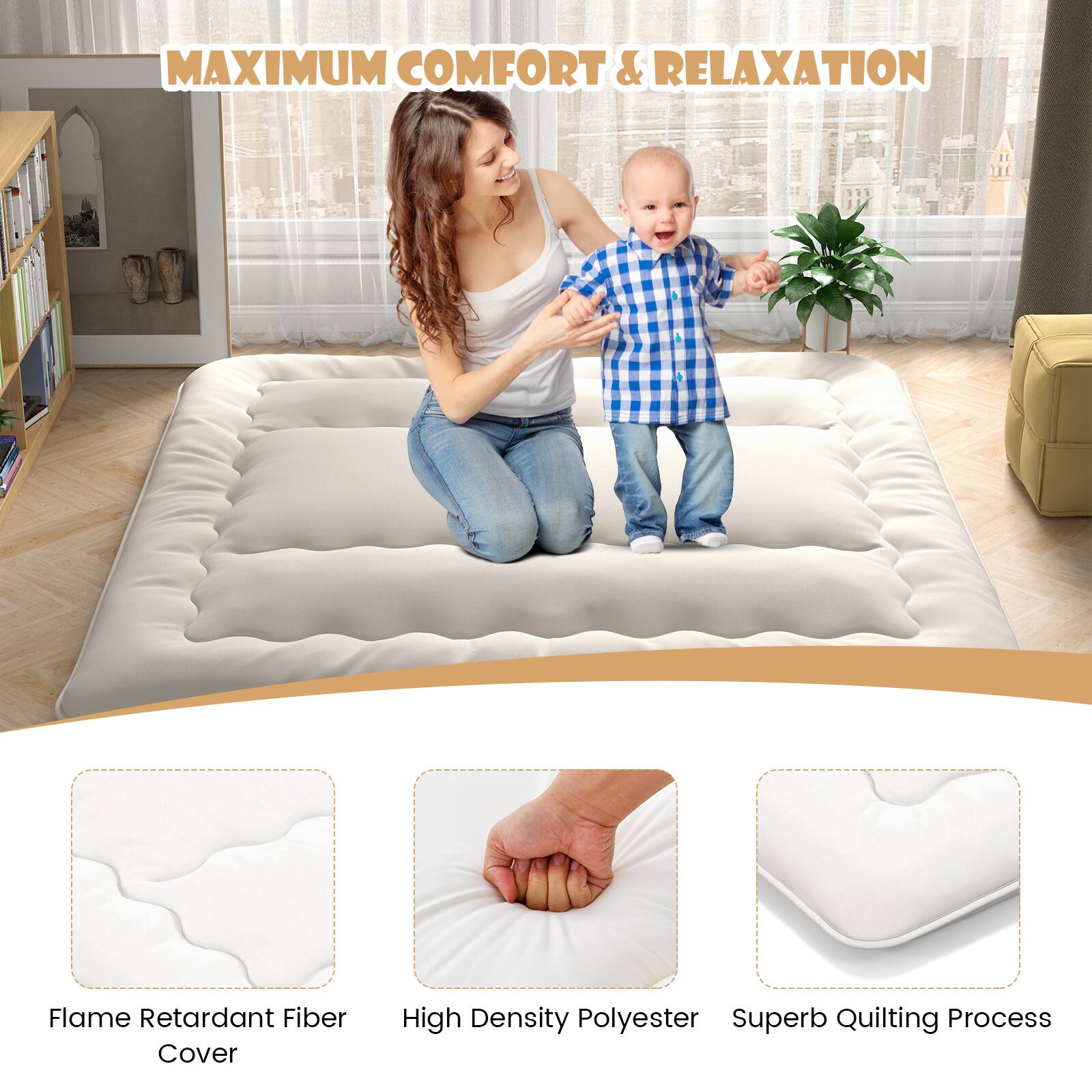 MAXIMUM COMFORT & RELAXATION

- Flame Retardant Fiber Cover
- High Density Polyester
- Superb Quilting Process
