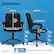 The image displays a black office chair with various measurements, including dimensions, heights, and capacities. The chair is shown in two different positions, one with the back up and one with the back down. The measurements include the width (26"), depth (28.5"), back height (21.5"), seat depth (18.5"), inside seat width (20"), chair height (seat thickness of 5"), seat height (maximum of 41.5" and minimum of 38.5"), and caster height (2"). The chair has a weight capacity of 275 pounds.