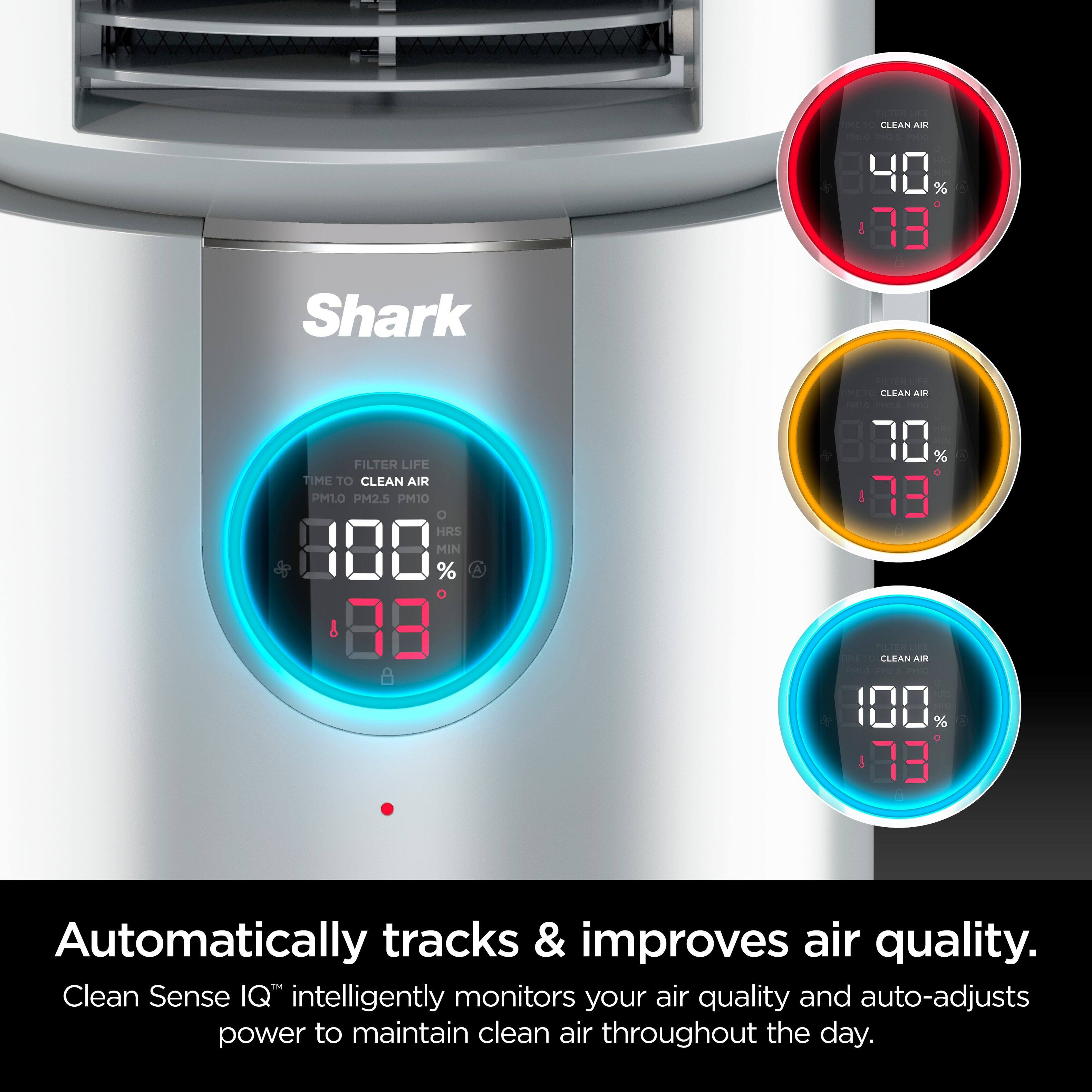 Shark Clean Sense IQ: Automatically tracks & improves air quality. Clean Sense IQ intelligently monitors your air quality and auto-adjusts power to maintain clean air throughout the day.