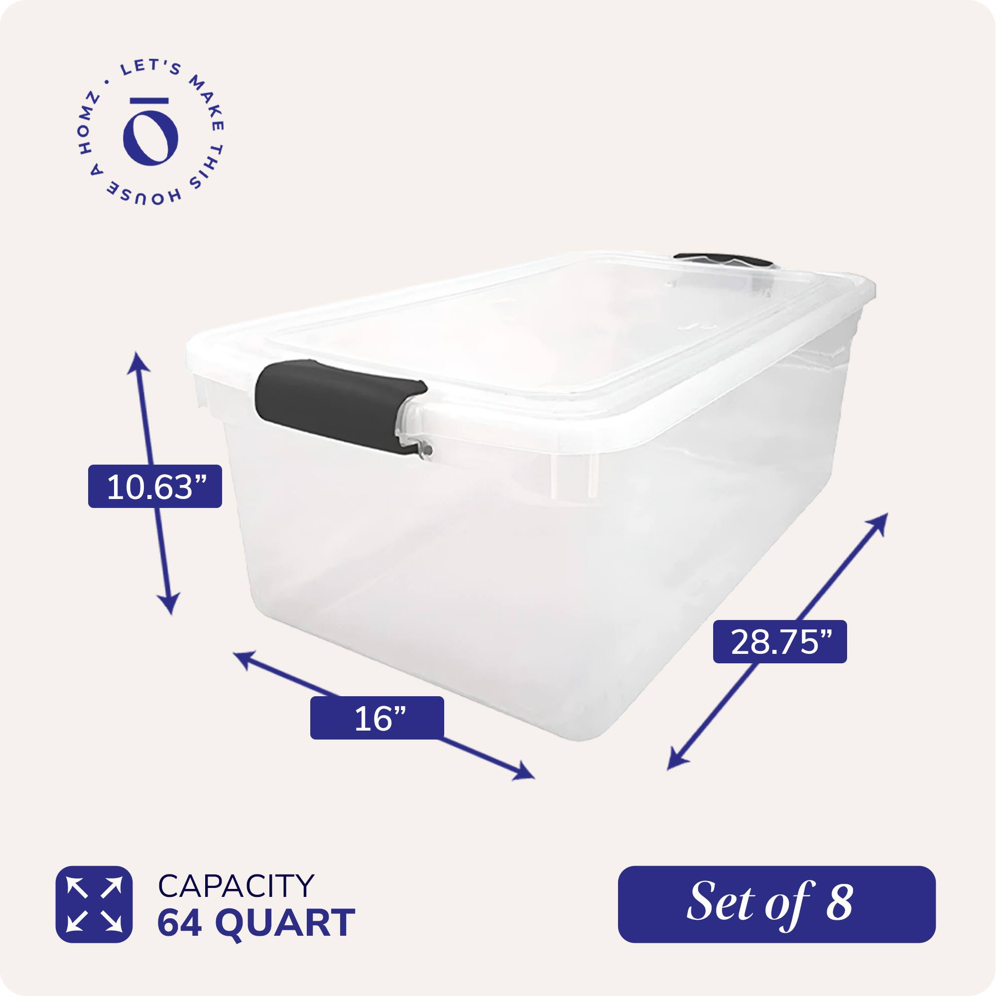 LET'S MAKE A THIS HOUSE  
10.63" 28.75" 16"  
CAPACITY 64 QUART  
Set of 8
