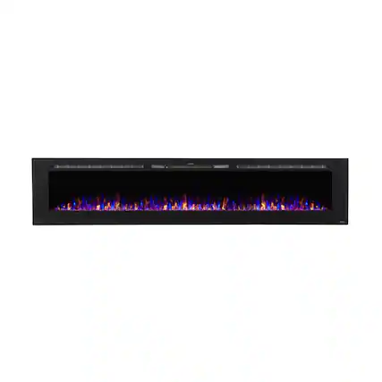 Front. Touchstone Home Products - 100 in. Wall Mounted Recessed Sideline Smart Electric Fireplace 1500W - Black.