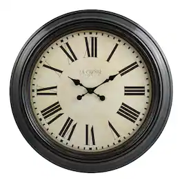 La Crosse Clock Co. - 23 Inch Maxwell Quartz Analog Wall Clock with Roman numerals - Brown
