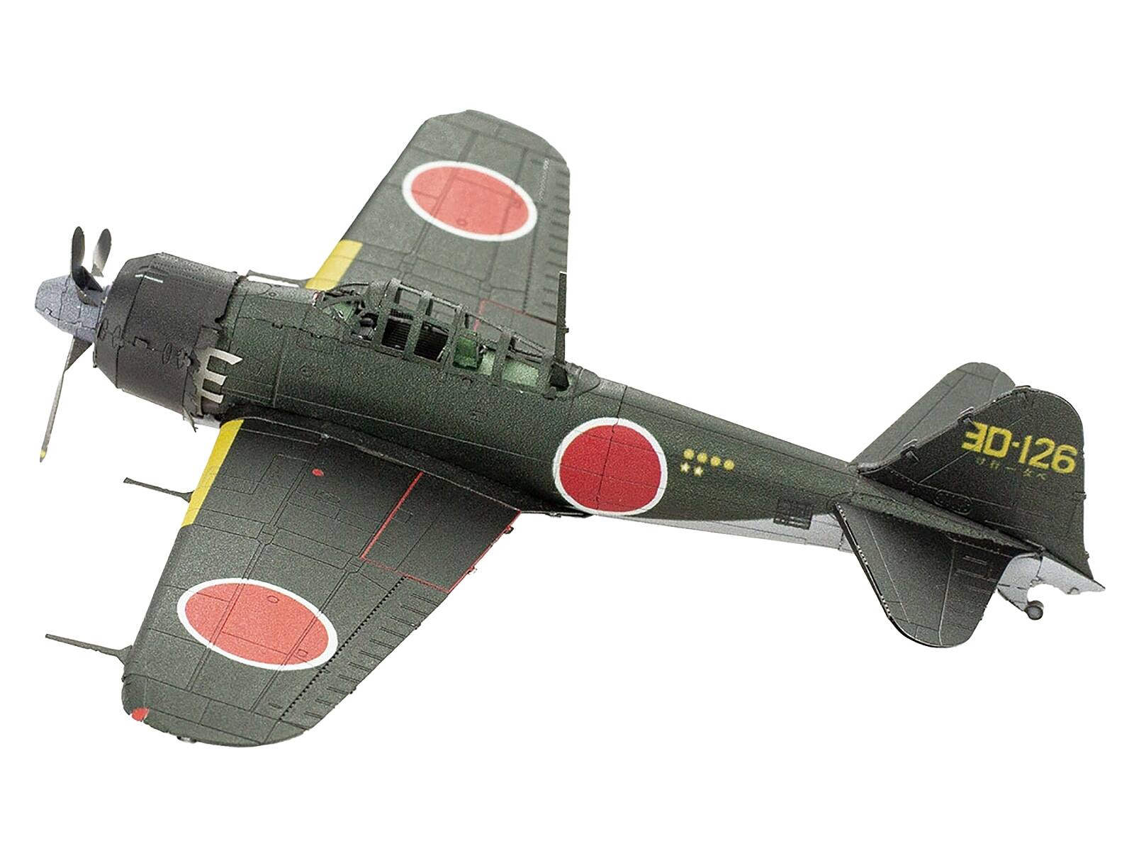 Angle. Metal Earth - Model Kit Mitsubishi A6M Zero Fighter Aircraft World War II Imperial Japanese Navy (Moderate Difficulty) Steel Model - Multicolor.