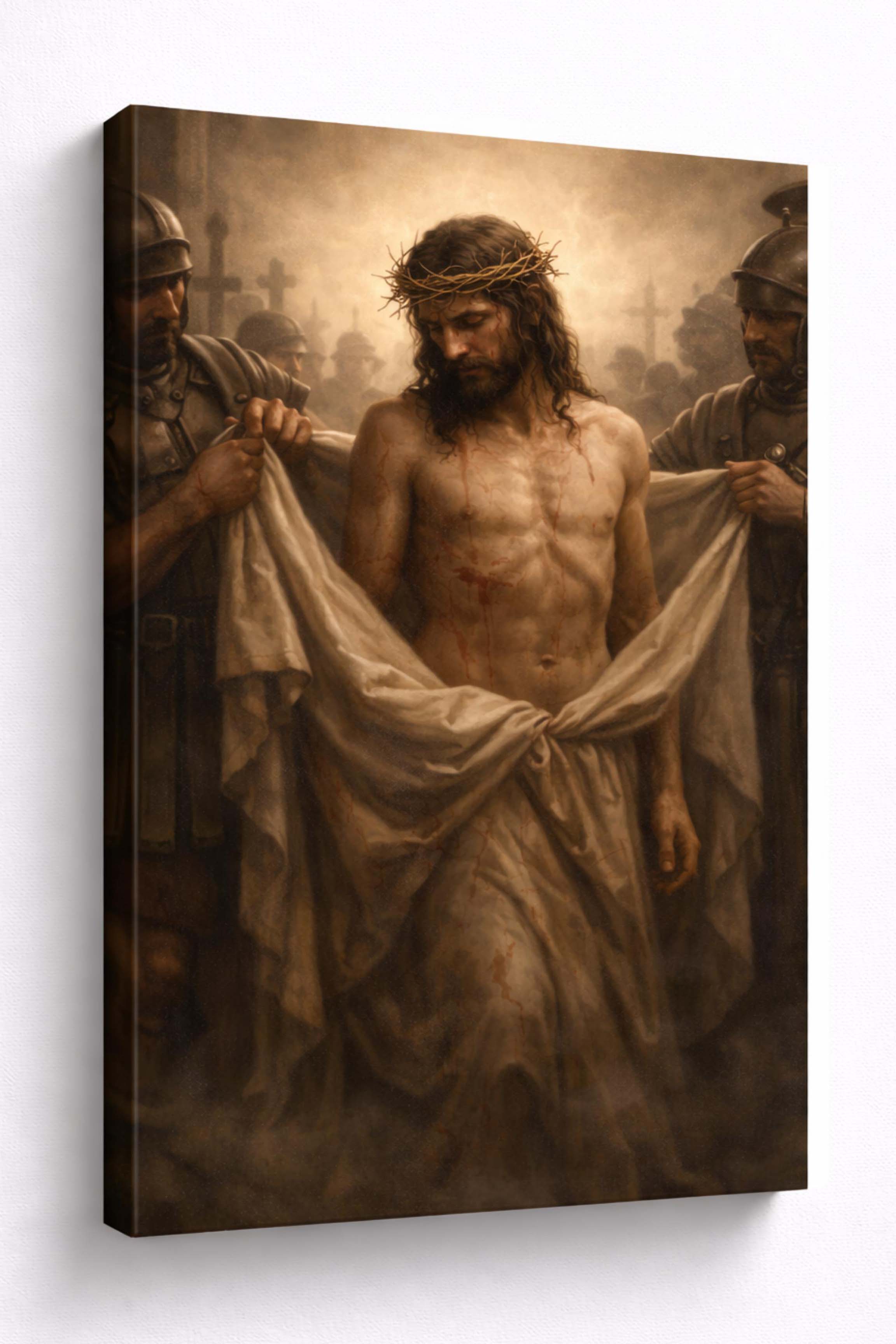 Front. FC Design - Large Earthly Suffering Canvas 24x36" Ready-to-Hang Religious Art Painting Home Wall Decor Gift - MultiColor.