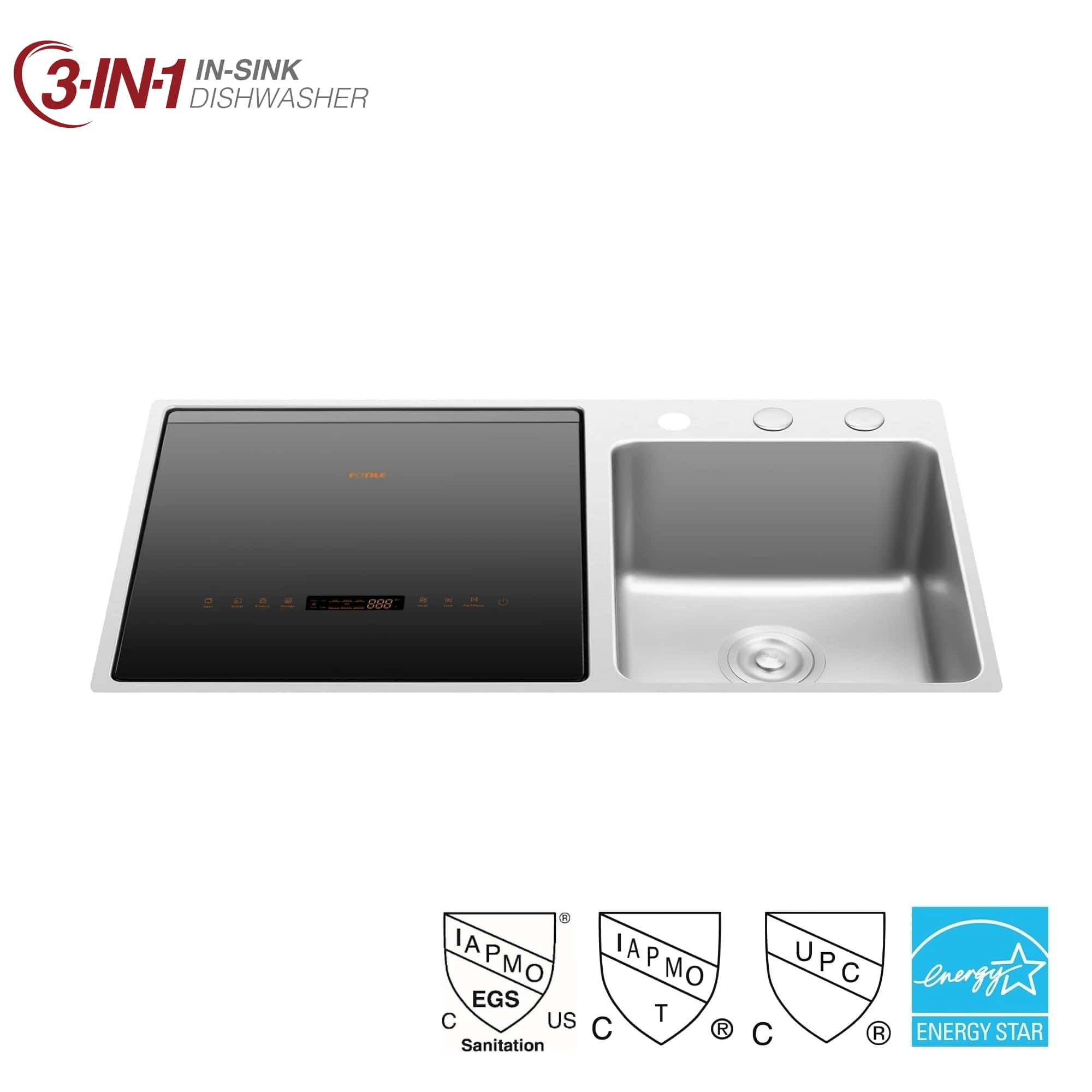FOTILE - VersaWash 3-in-1 In-Sink Produce Cleaner and Dishwasher - Black
