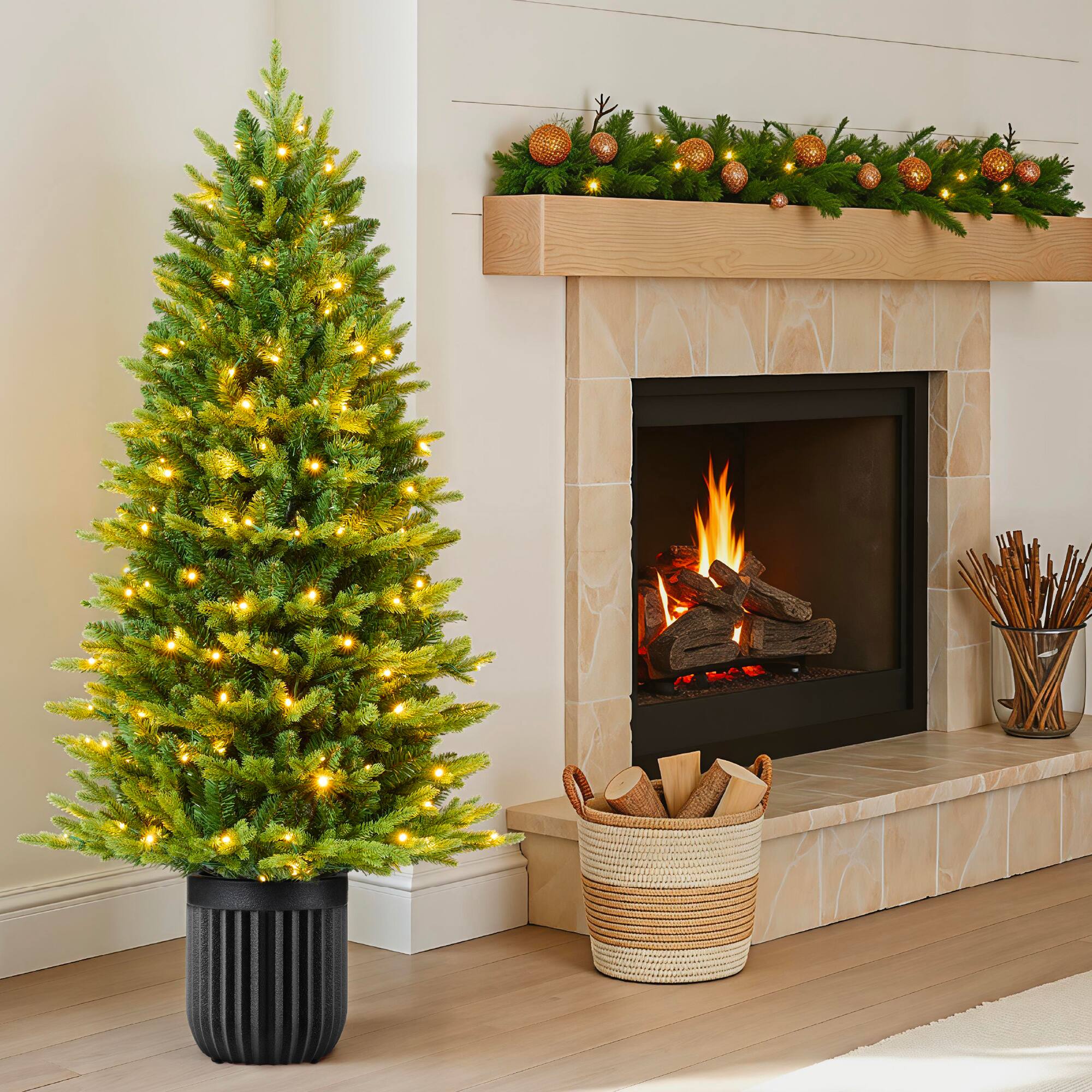 Alt View 7. Best Choice Products - Pre-Lit Potted Christmas Tree w/Twinkling White & Multi LEDs - Green.