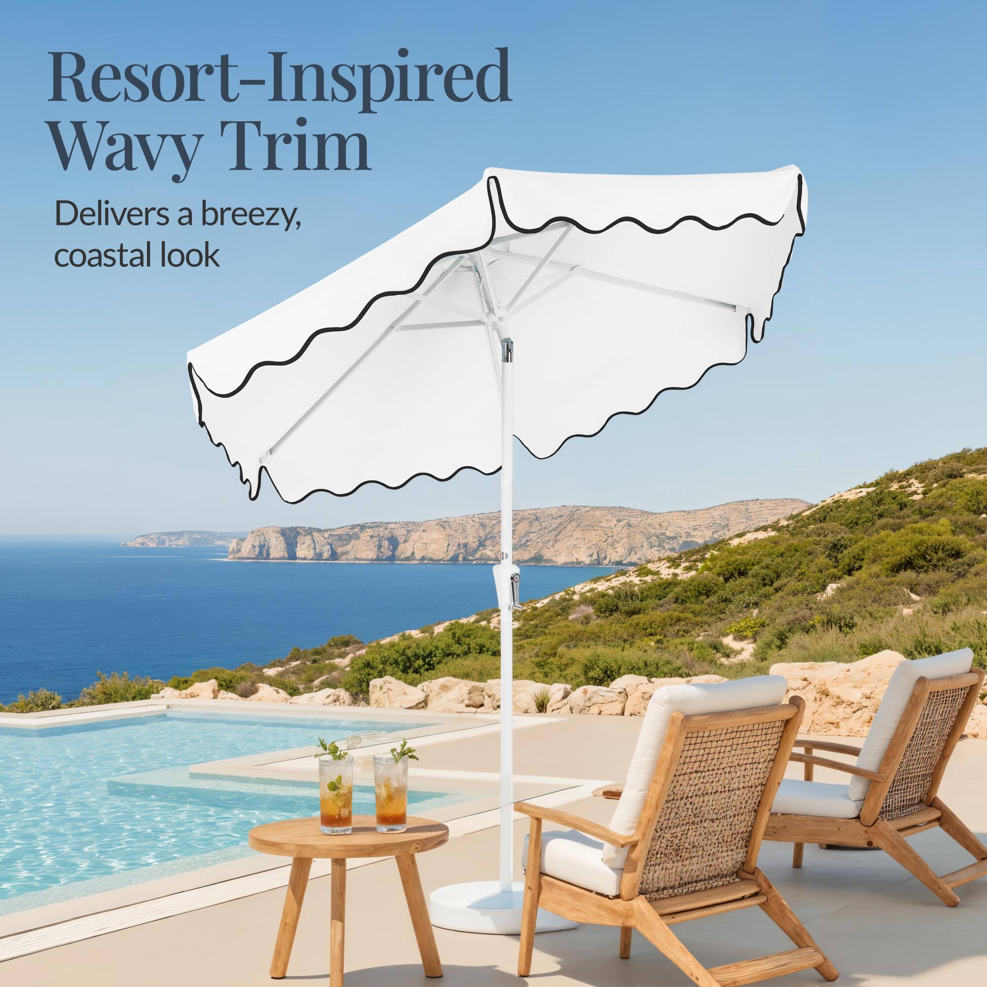 Resort-Inspired Wavy Trim  
Delivers a breezy, coastal look