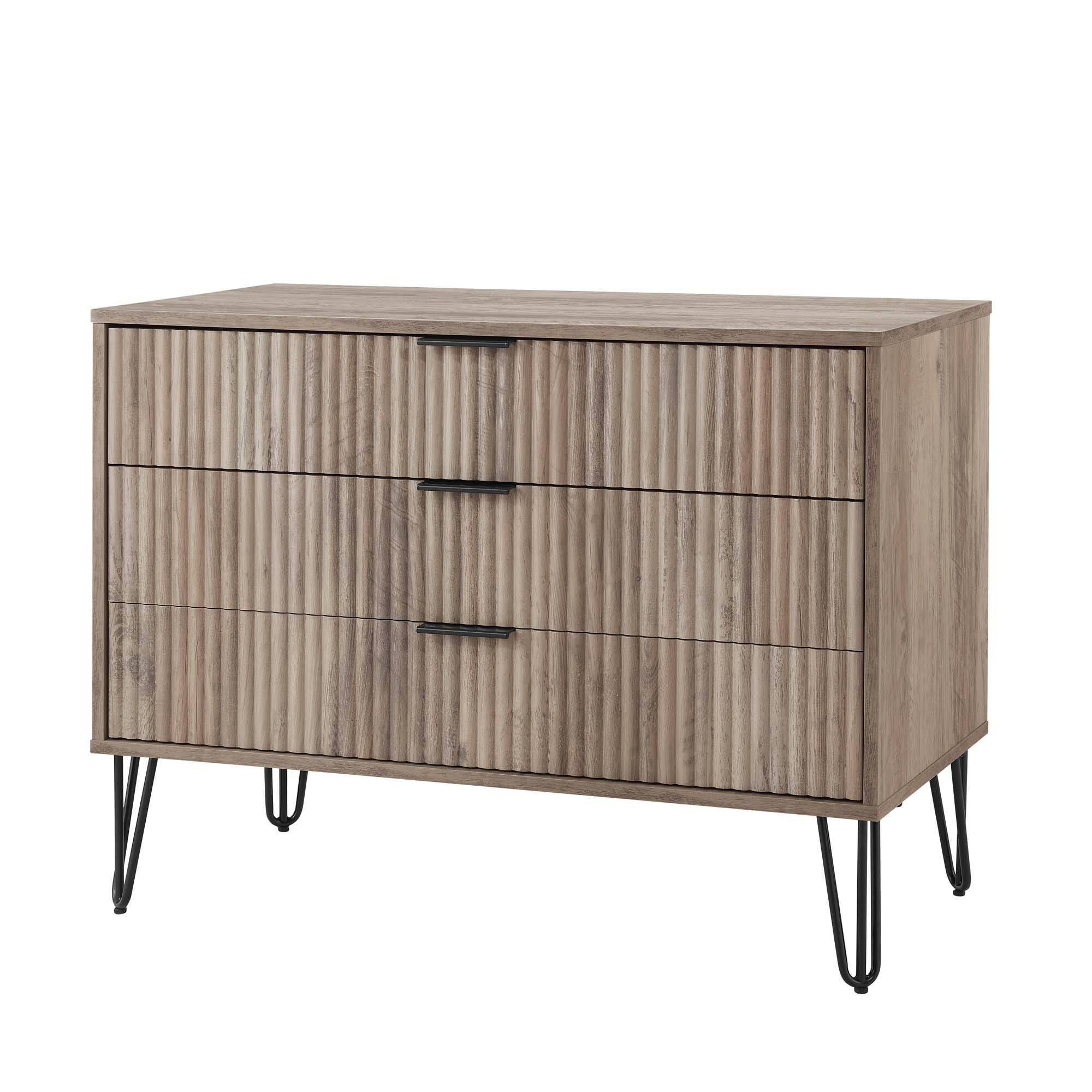 Alt View 2. Forest'nSky - Rustic Gray Wood 3 drawer 35.19 in. Wide Chest of Drawers for Living Room - Rustic Grey.