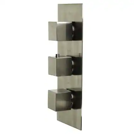 Front. Alfi - Brushed Nickel Concealed 4-Way Thermostatic Valve Shower Mixer /W Square Knobs - Silver.
