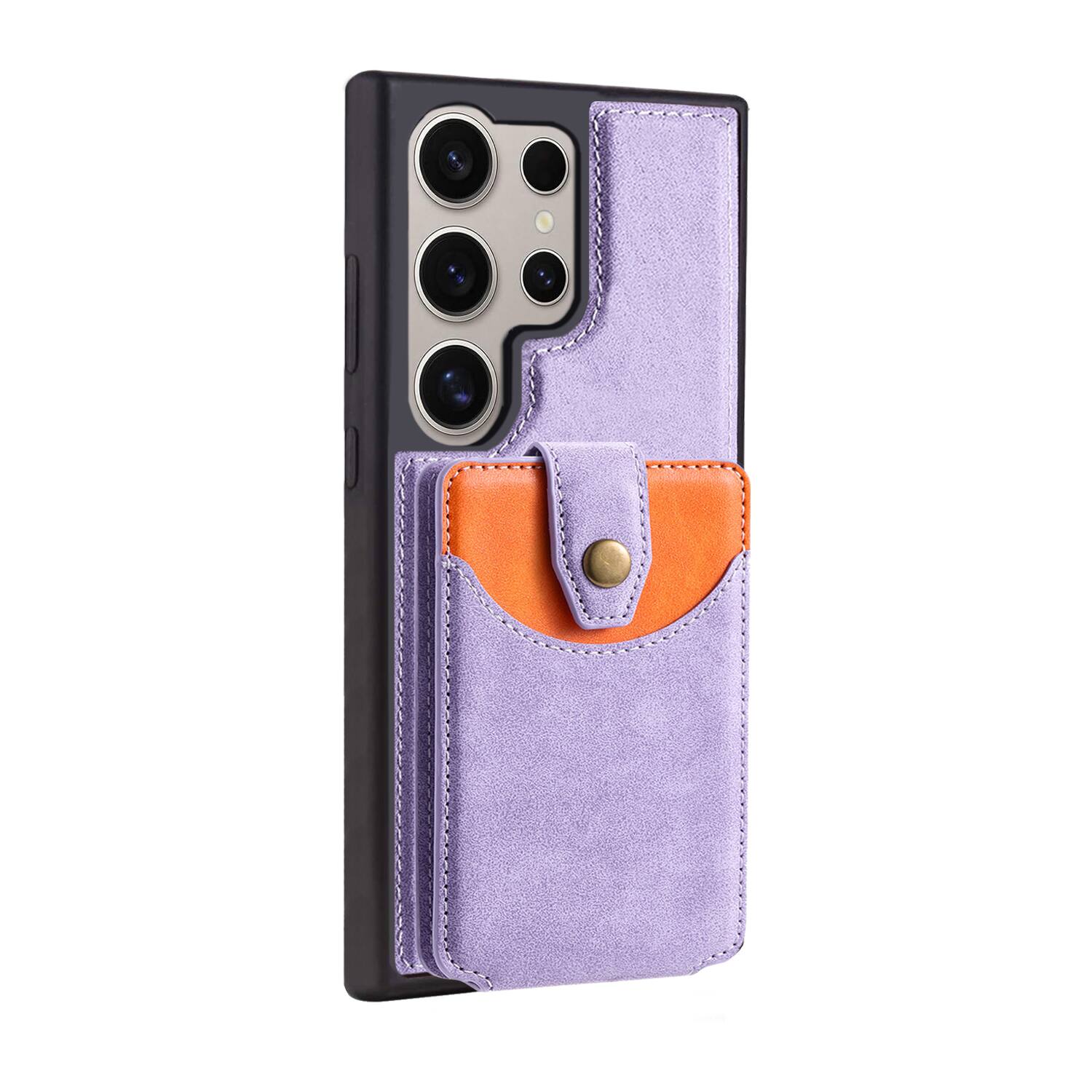 Alt View 2. Dteck - For Samsung Galaxy S25 Ultra Case,2-in-1 Magnetic Detachable PU Leather Wallet Flip Stand Card Holder TPU Inner Cover - Purple.