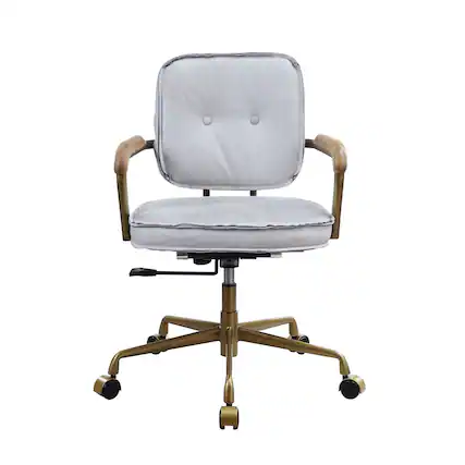 Front. Manhattan Lane - Office Chair with Faux Leather Upholstery - White, Brown.