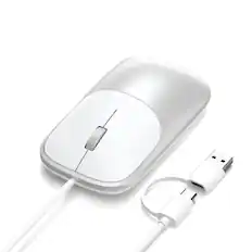 Front. Satechi - Slim LX Wired Mouse - Aluminum Design, USB-C Connectivity, Quiet Click, Optical Tracking, for Mac & PC Setups - Silver.