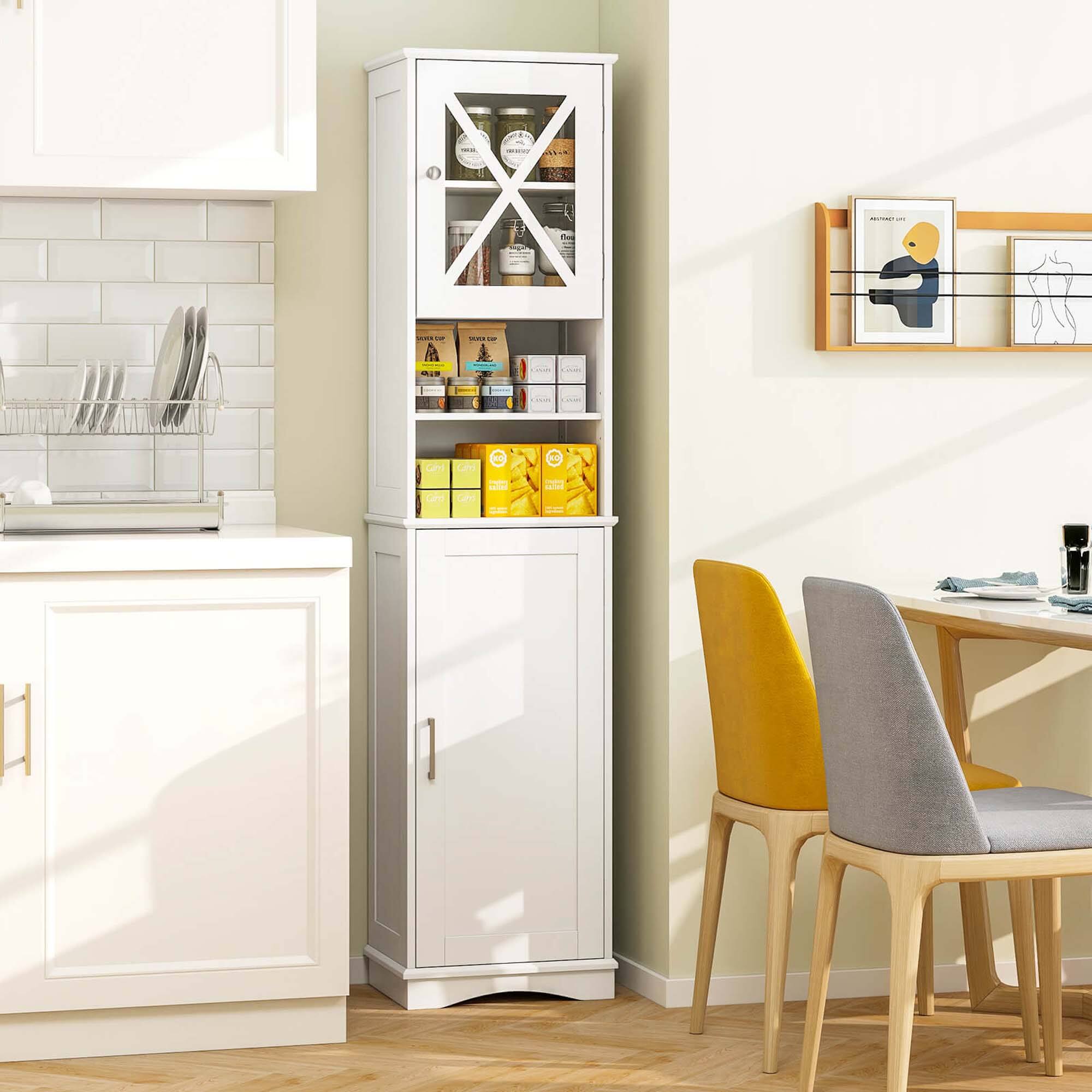 Alt View 3. Costway - Costway 67" Tall Bathroom Cabinet Freestanding Storage Cabinet with 5 Adjustable Shelves White - White.