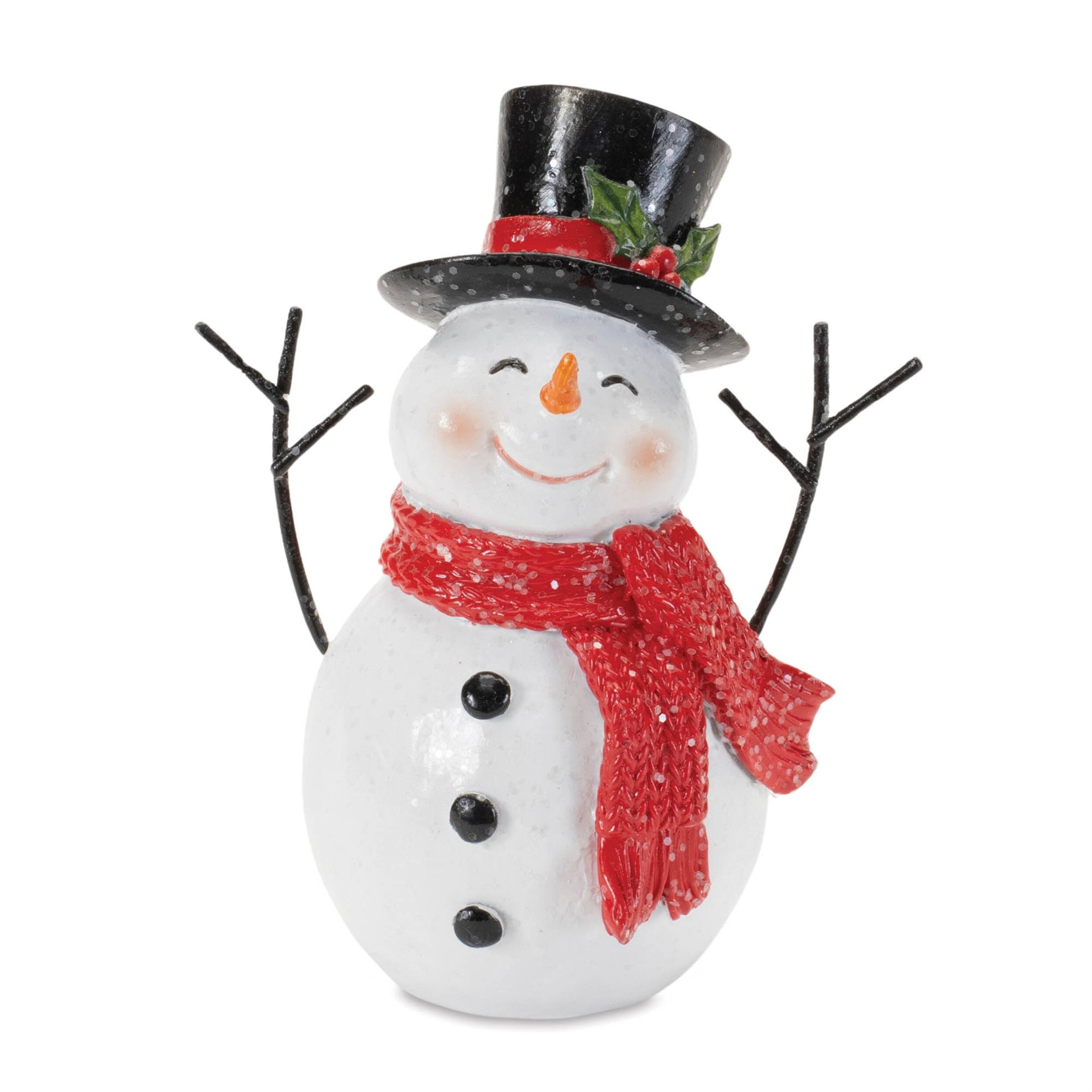 Left. BreeBe - Holiday Snowman Figurine (Set of 3) - Red, White.