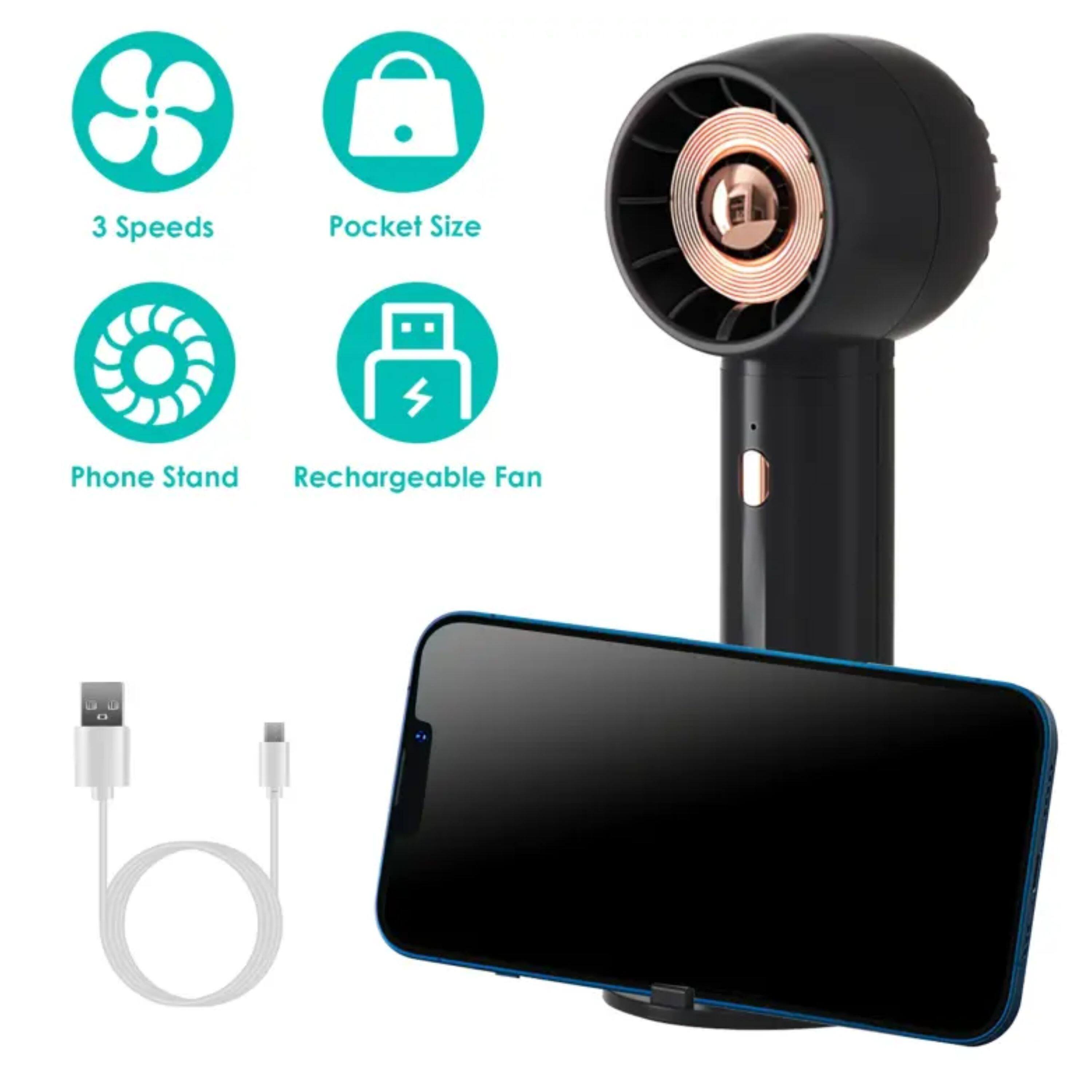 3 Speeds Pocket Size Phone Stand Rechargeable Fan