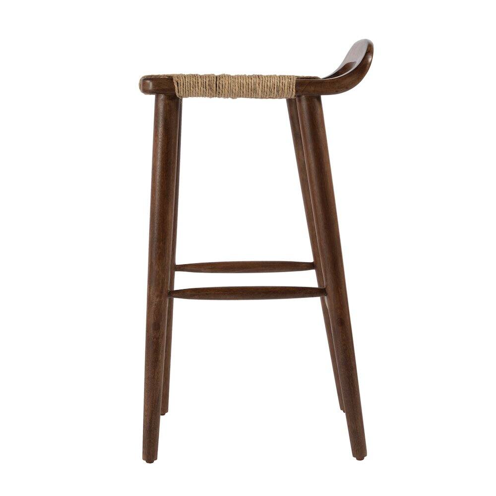 Left. Butler Specialty - Luna 30 in. Seat Height Wood and Jute Woven Low Back Counter Stool - Brown.