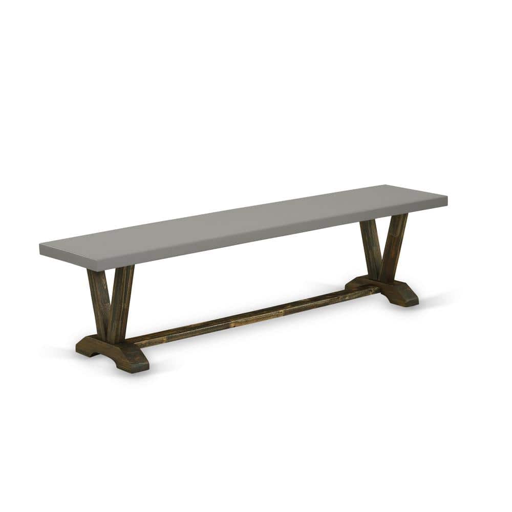 East West Furniture - V-Style Modern Kitchen Bench with Solid Wood Seat - Espresso