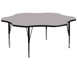 Flash Furniture - Wren 60'' Flower Grey Thermal Laminate Activity Table - Height Adjustable Short Legs - Gray