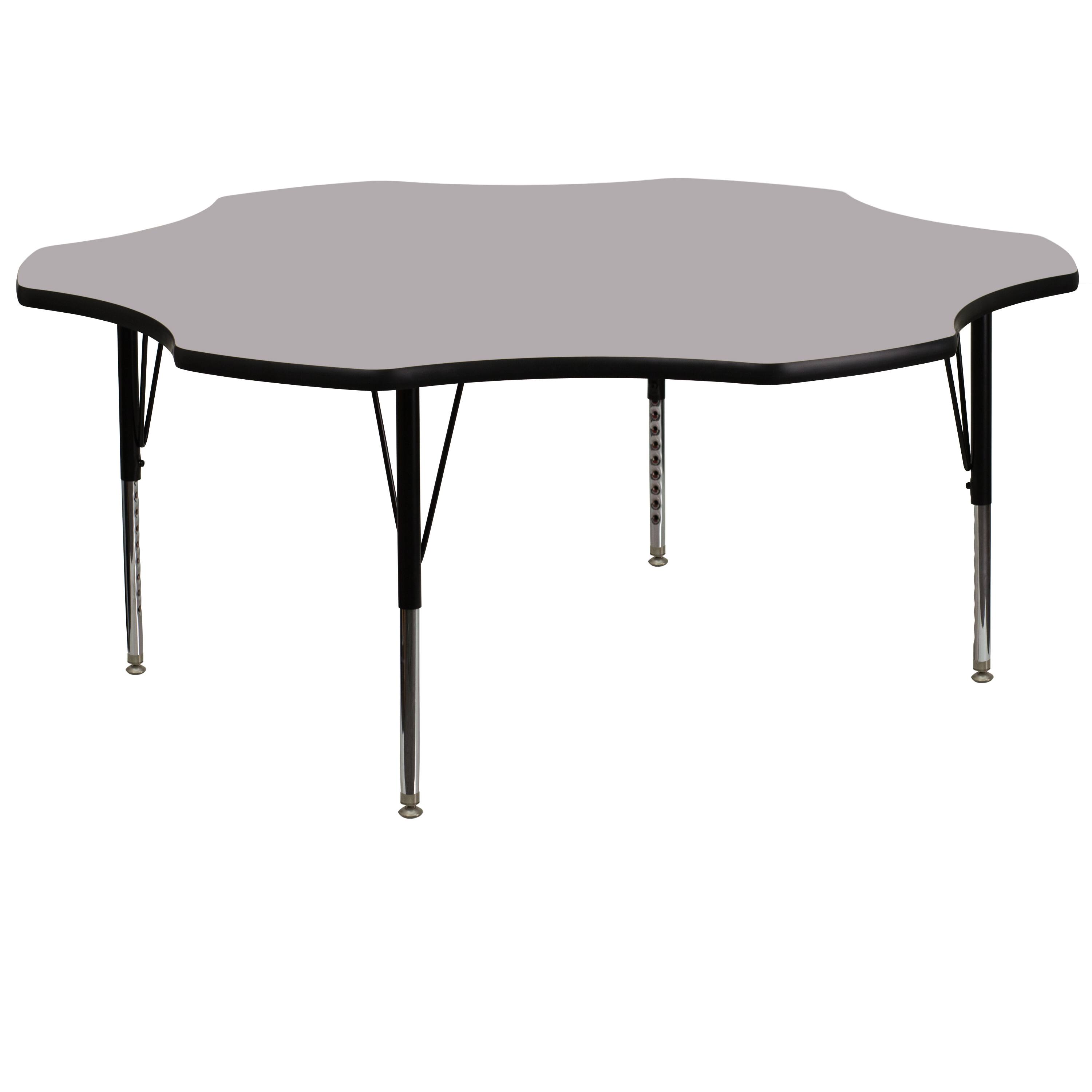 Front. Flash Furniture - Wren 60'' Flower Grey Thermal Laminate Activity Table - Height Adjustable Short Legs - Gray.