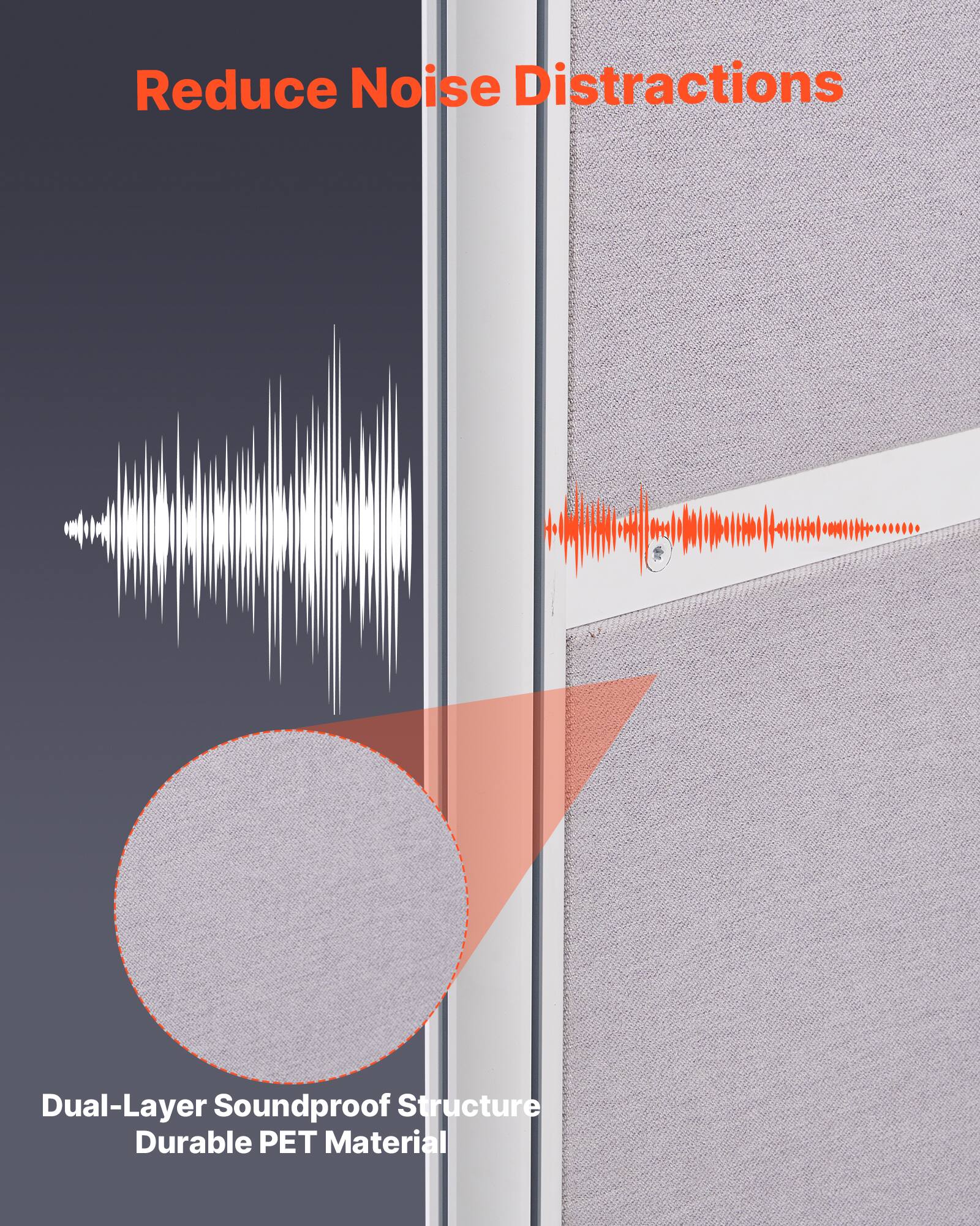 Reduce Noise Distractions  
Dual-Layer Soundproof Structure  
Durable PET Material