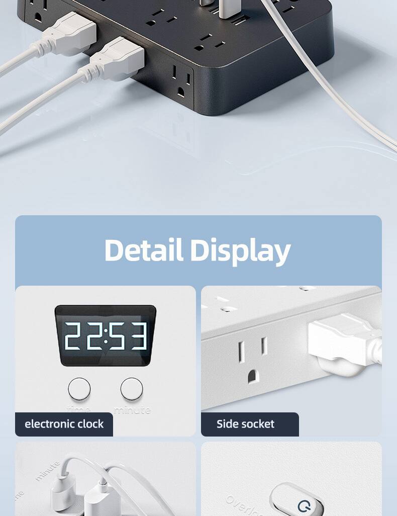 Detail Display

22:53

electronic clock

Side socket

minute

overload