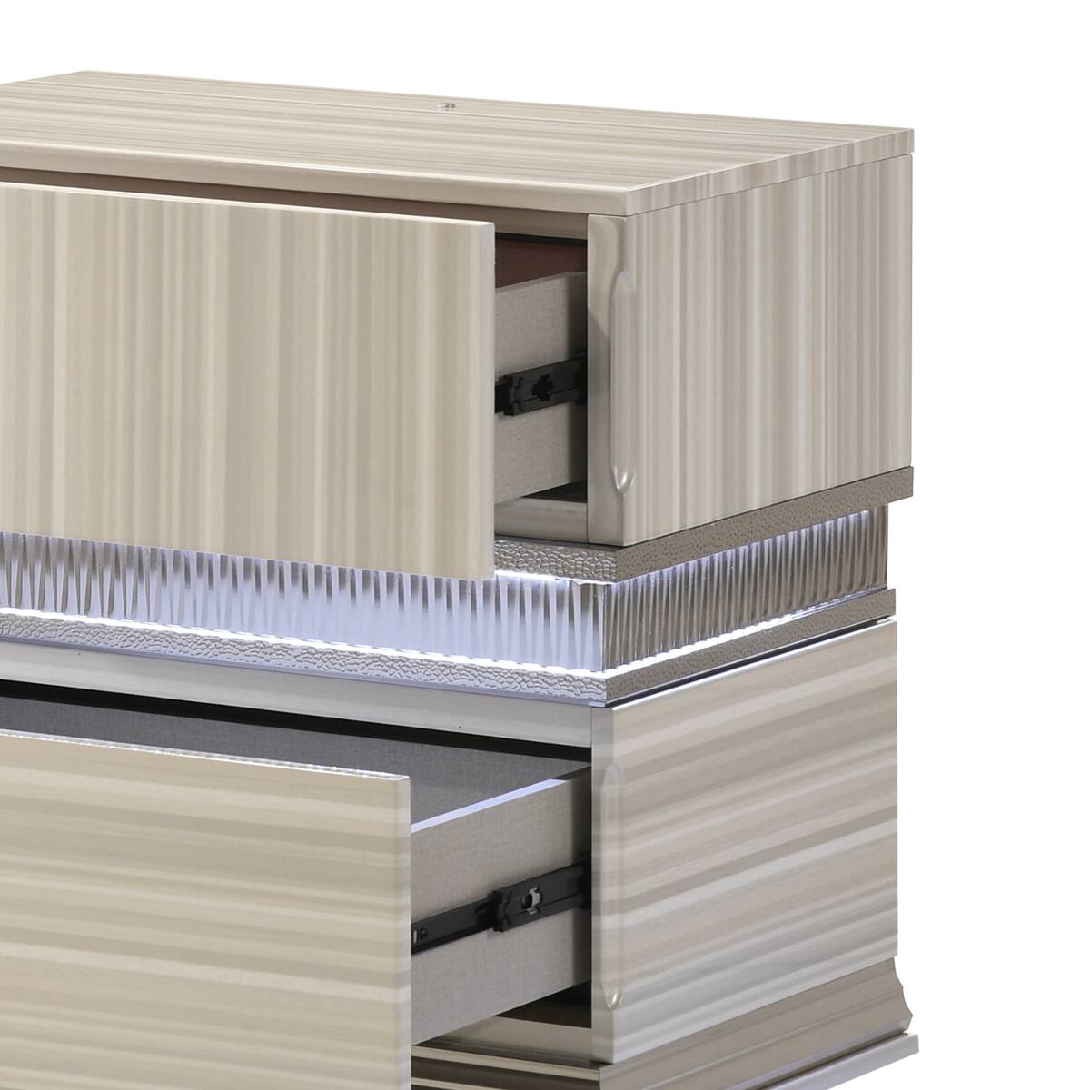 Alt View 4. Loheer - Loheer Gray Two Drawer Nightstand with Integrated LED Accent Lighting - Gray.