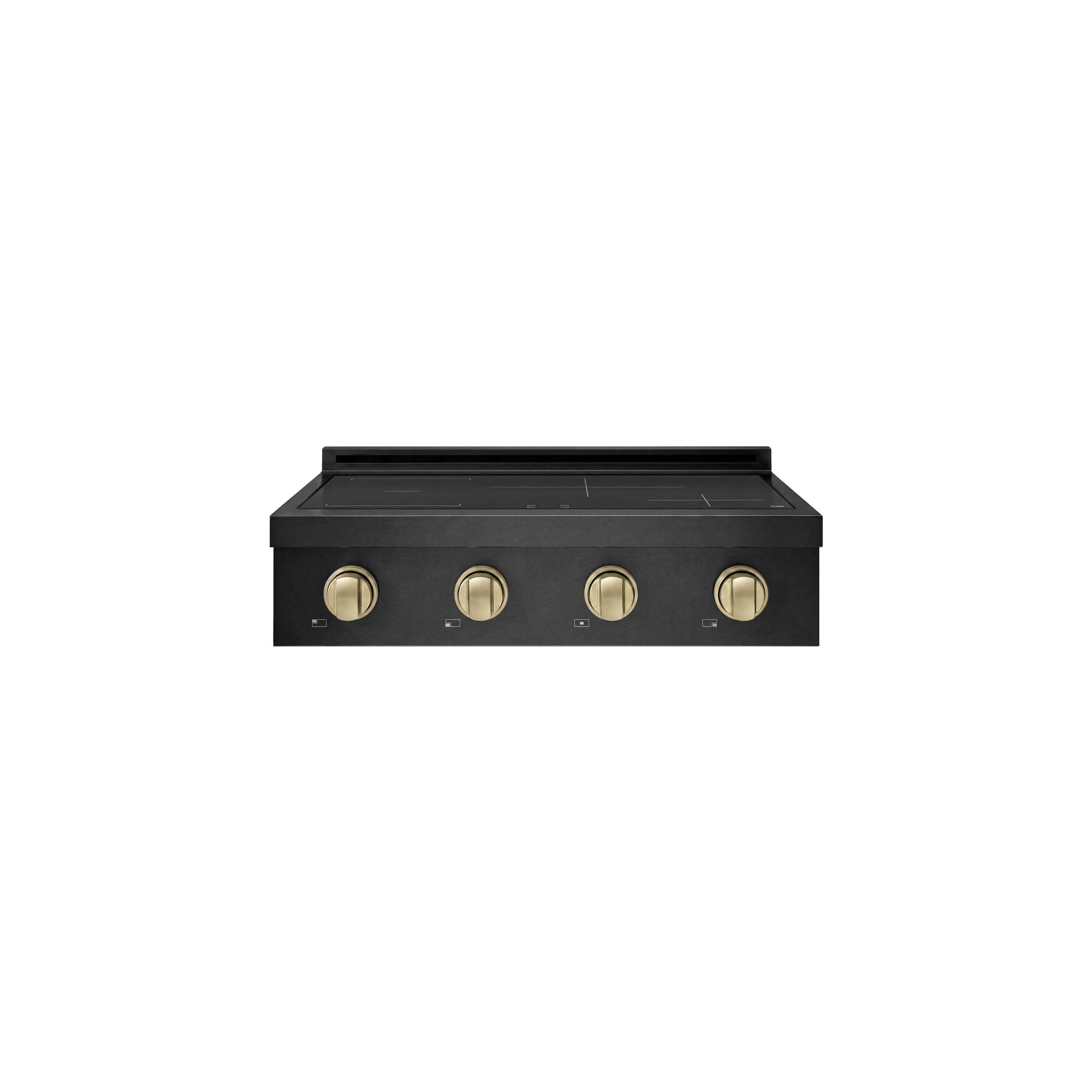 Front. ZLINE - Autograph 30 in. Paramount Built-in Induction Rangetop with 4 Element Cooktop in Black Steel & Champagne Bronze Accents - Black Stainless Steel.
