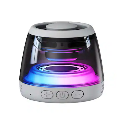 Front. YONWAY - Magnetic Bluetooth Speaker, RGB Mini Portable Cell Phone Stand with Lanyard and RGB Night Light for Home, Outdoors, Pool.