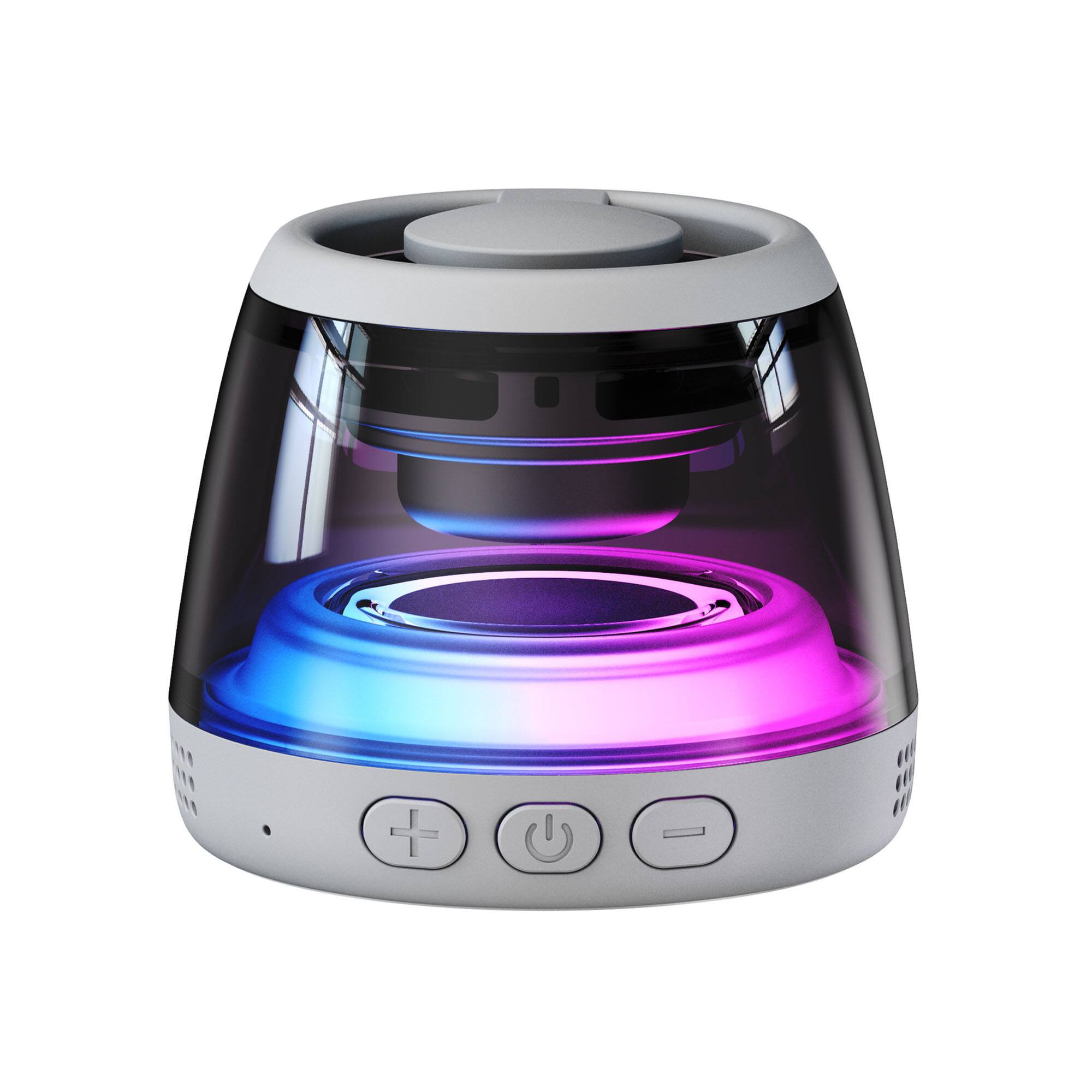 Front. YONWAY - Magnetic Bluetooth Speaker, RGB Mini Portable Cell Phone Stand with Lanyard and RGB Night Light for Home, Outdoors, Pool.