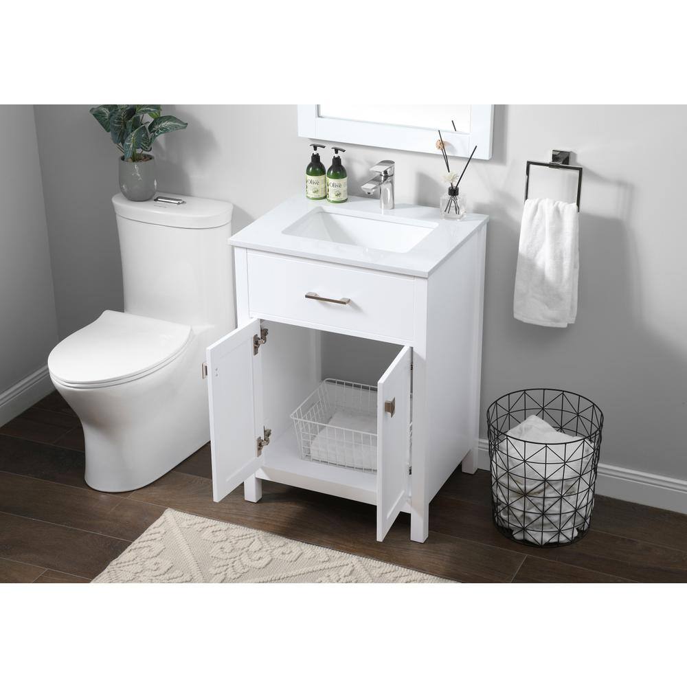Alt View 9. Elegant Kitchen and Bath - 24 Inch SIngle Bathroom Vanity In White - White.