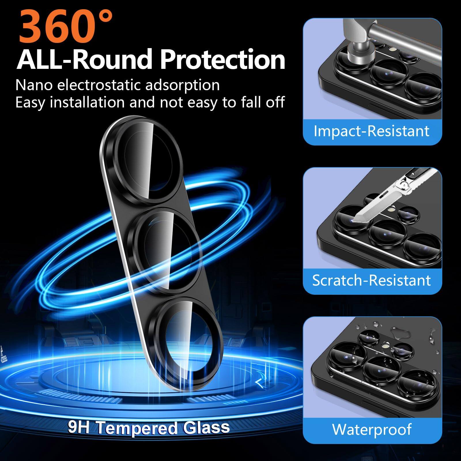 360° ALL-Round Protection  
Nano electrostatic adsorption  
Easy installation and not easy to fall off  

Impact-Resistant  
Scratch-Resistant  
Waterproof  

9H Tempered Glass