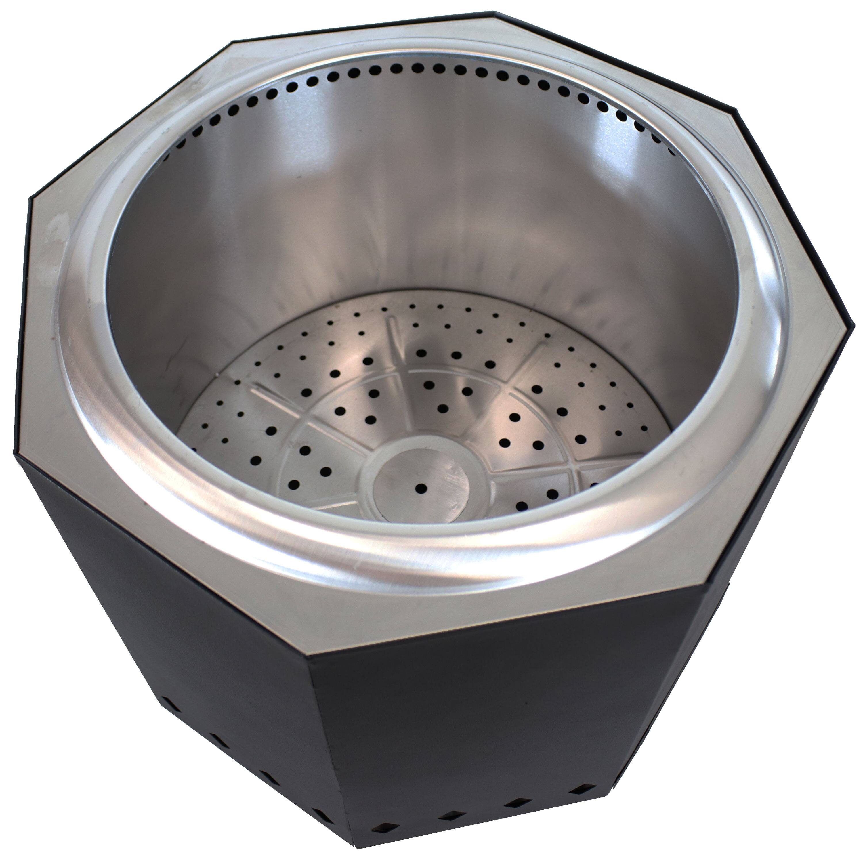 Alt View 8. Sunnydaze - 21.5 in Octagon Steel Smokeless Fire Pit with Log Poker - Black.