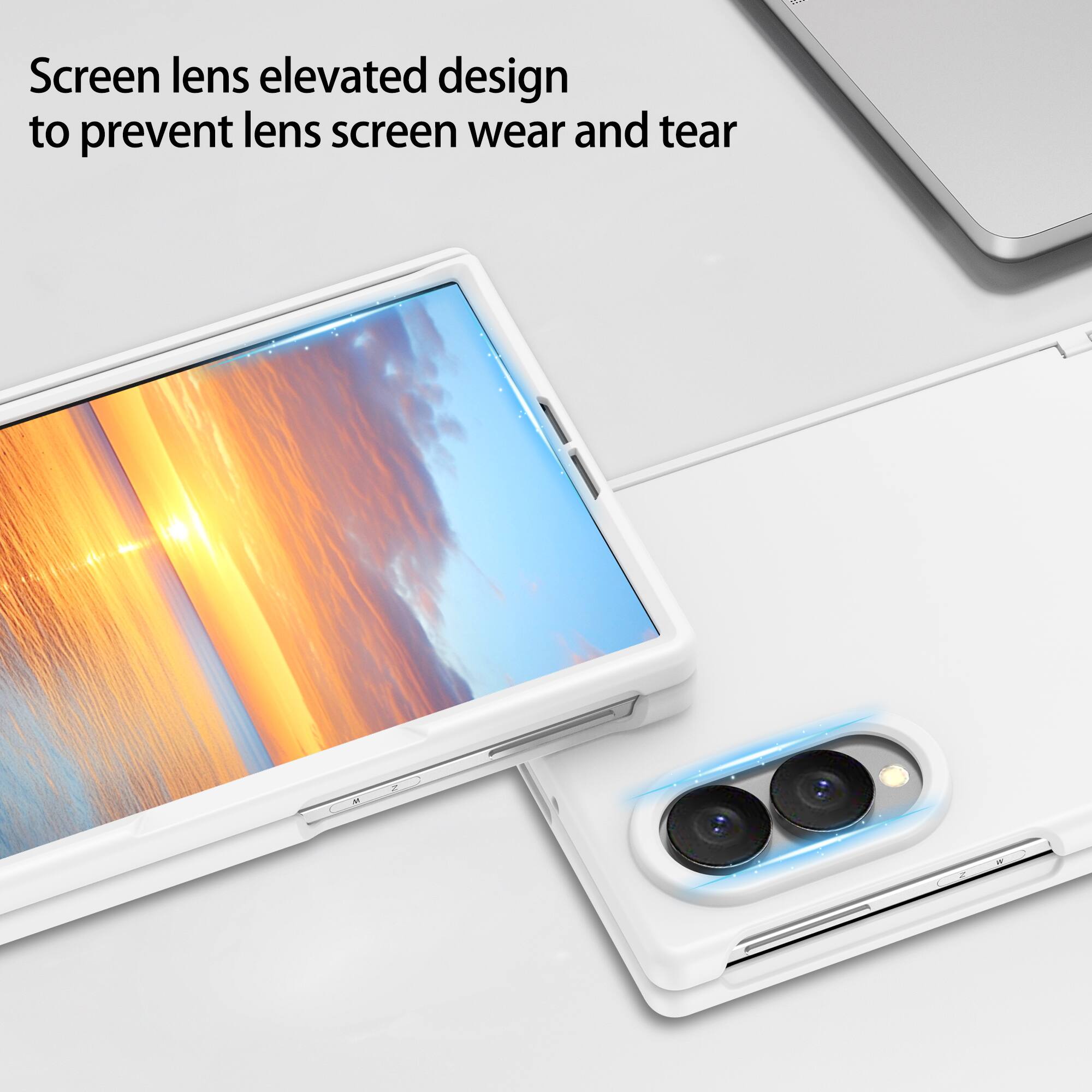 Screen lens elevated design to prevent lens screen wear and tear