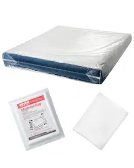VEVOR - Plastic Mattress Bag, 2 Mil Thick Mattress Storage Bag, Wear-Resistant and Waterproof Plastic Bed Cover - Transparent