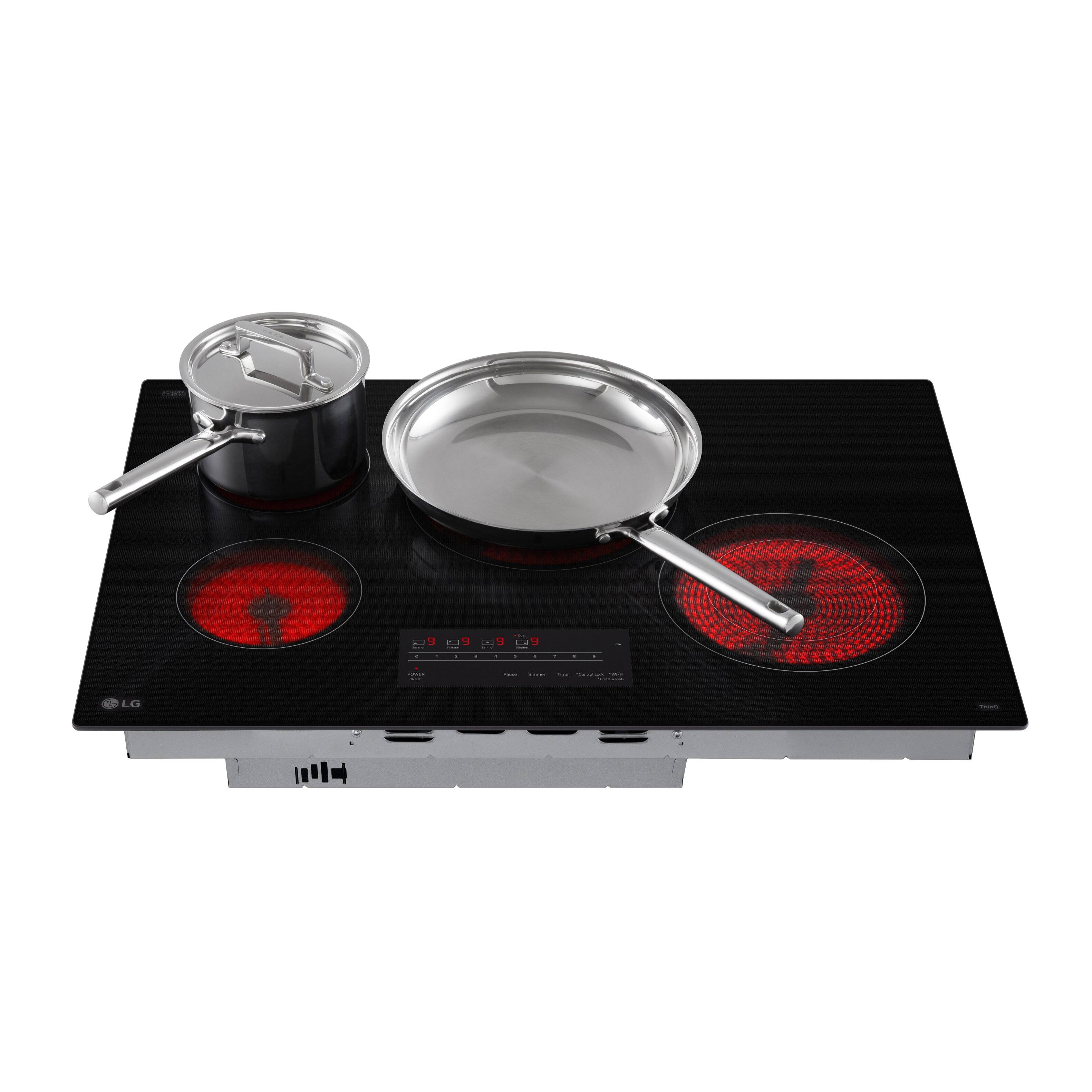 Alt View 4. LG - 30" Built-In Electric Smart Cooktop with 4 Elements, SmoothTouch Glass Controls and 2.2kW Dual Element - Black.