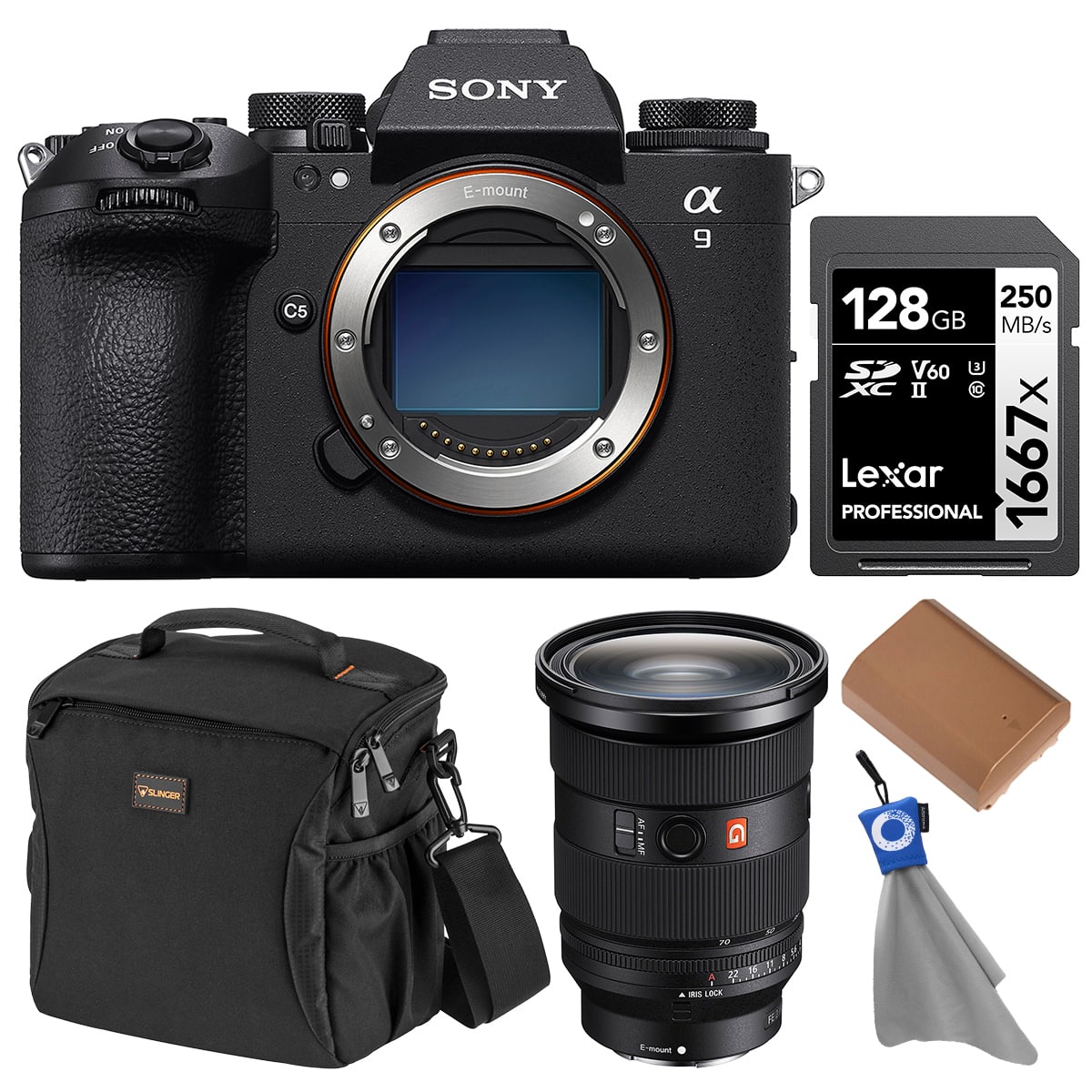 Bundle | | Sony | Alpha a9 III Mirrorless Camera with FE 24-70mm f/2.8 GM II Lens, with 128GB Memory Card, Battery and Bag | Best Buy