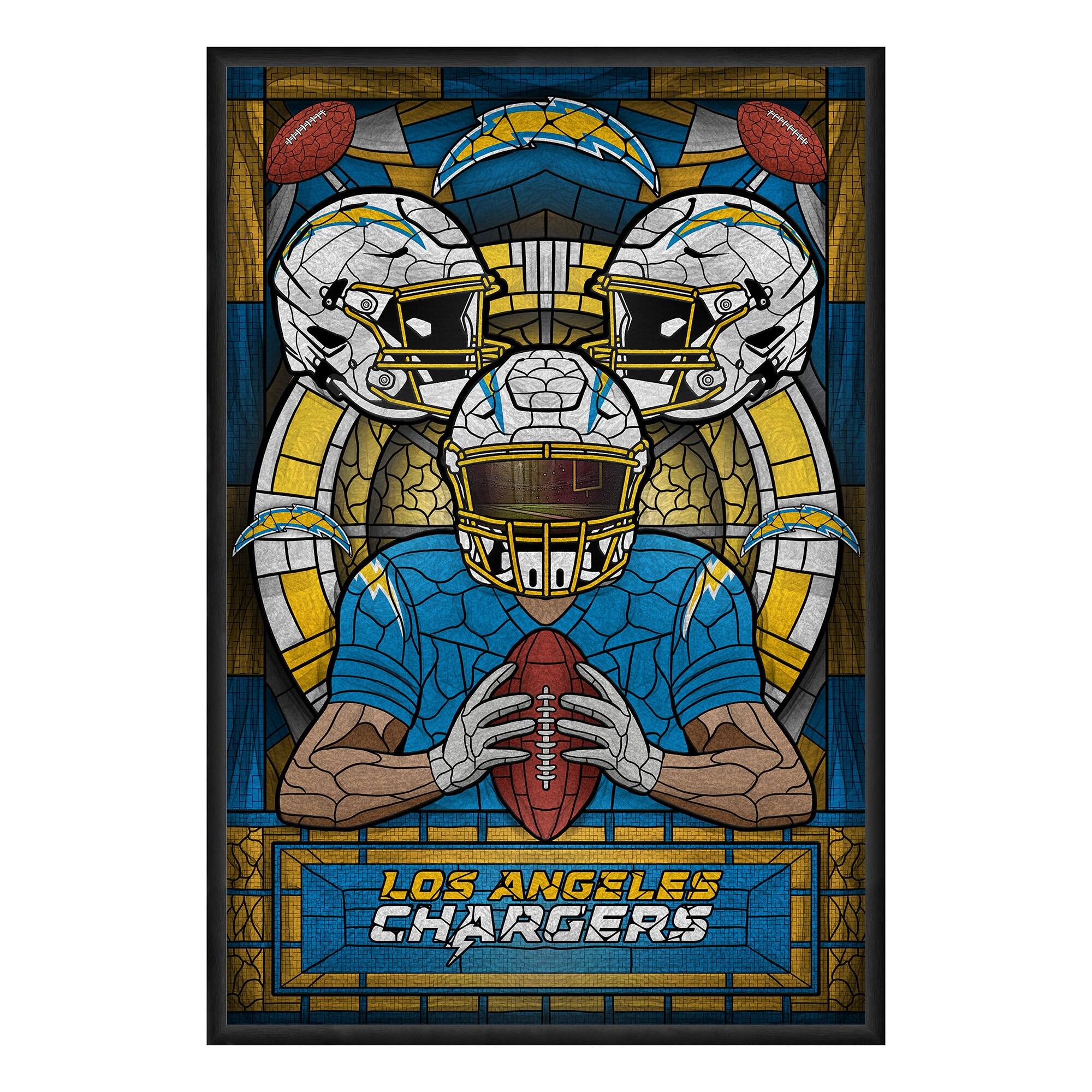 Los Angeles Chargers Framed Stained Glass Art Print