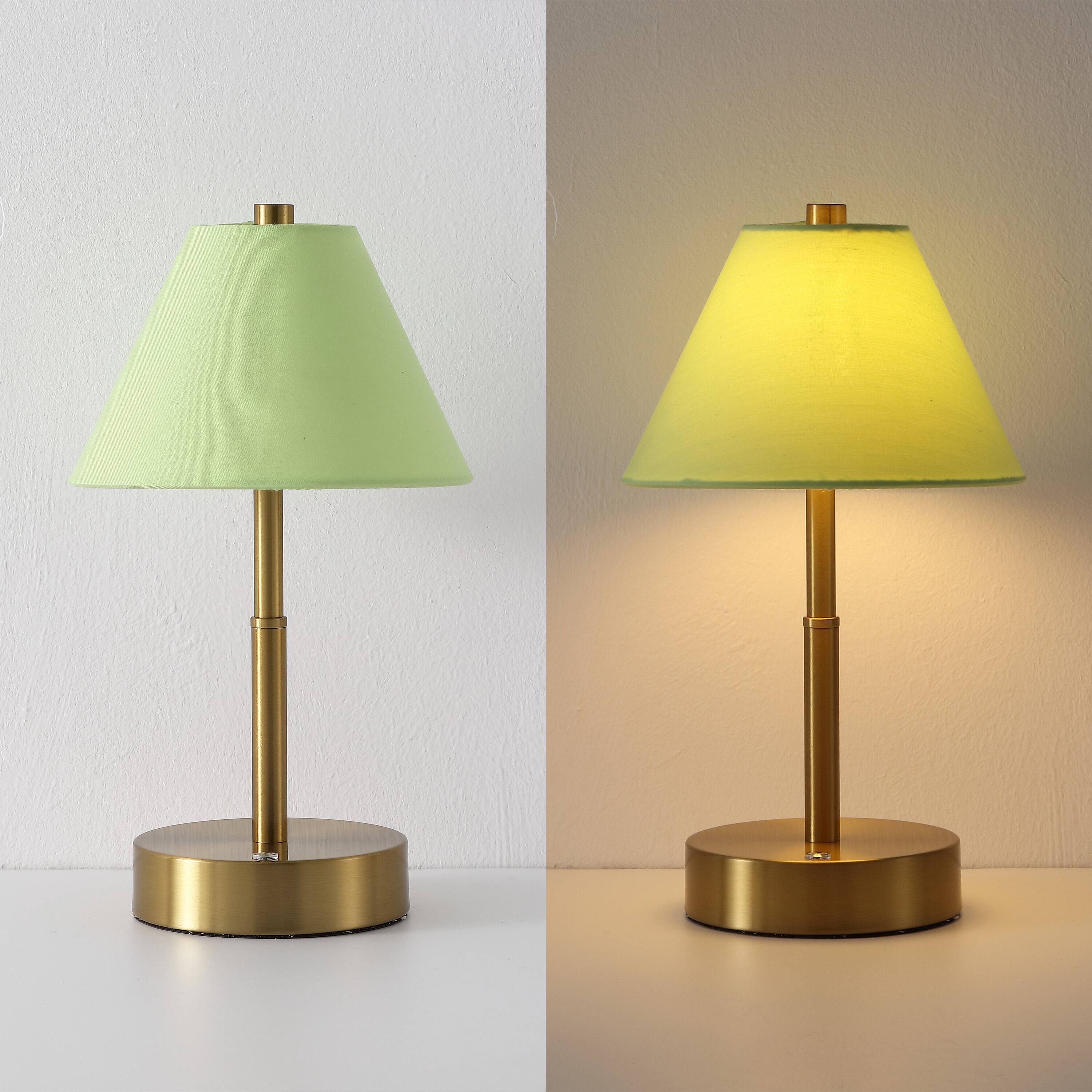 Alt View 5. Jonathan Y - Cordelia 11.13" Metal Candlestick Rechargeable Table Lamp Set of 2 Brass Gold with Green Shade and Touch Sensor Dimmer - Brass Gold.