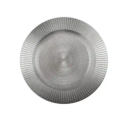 Front. American Atelier - Estelle Silver Plated Set of 4 Charger Plates 13"D - Silver.