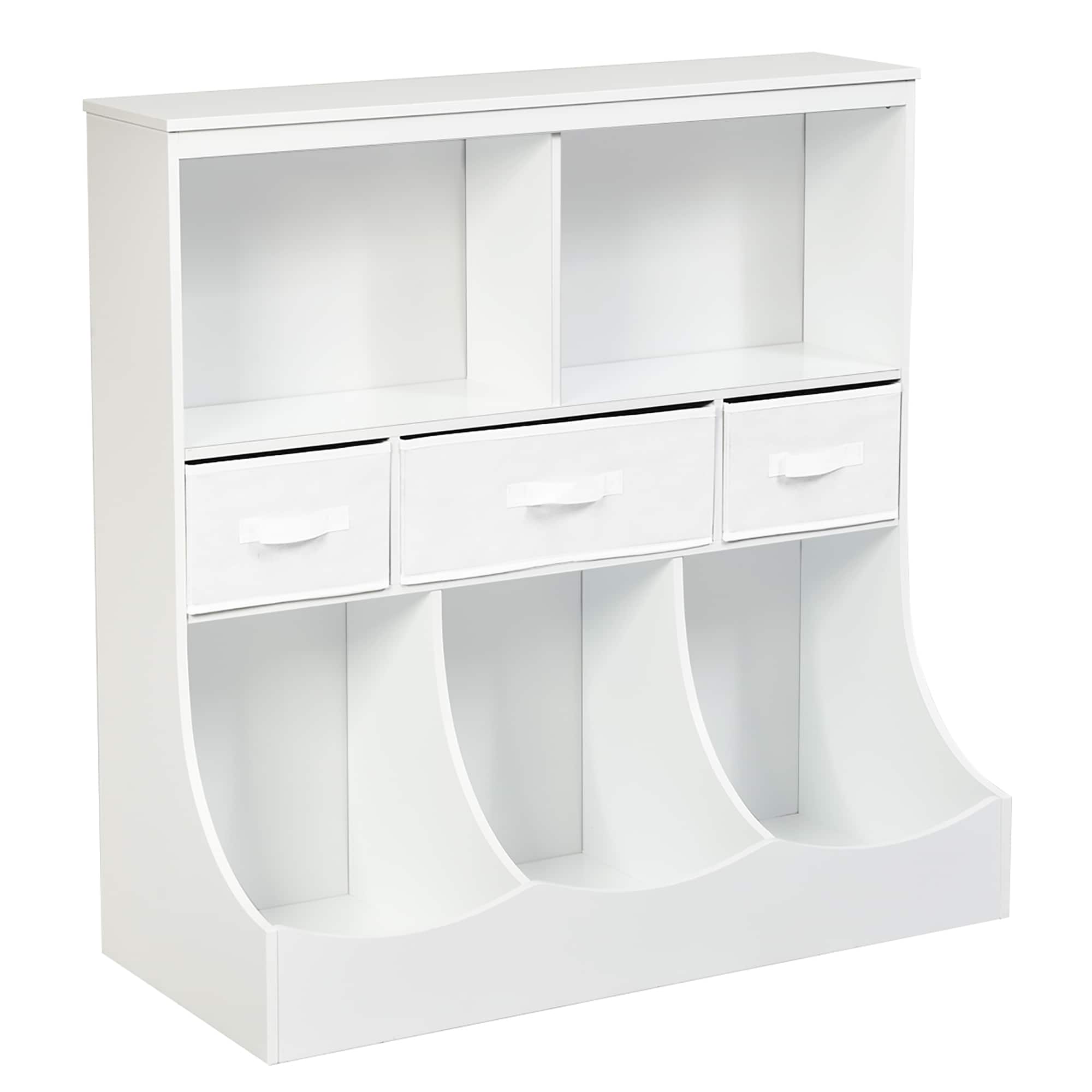 Costway - Freestanding Combo Shelf Cubby BinW/3 Baskets - White
