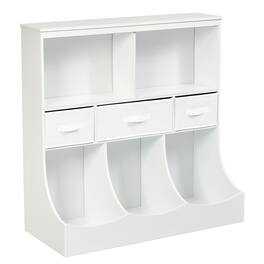 Costway - Freestanding Combo Shelf Cubby BinW/3 Baskets - White