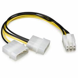 Sanoxy - 8in 6-pin PCI Express to Two 5.25" Male Power Adapter Cable - Multi