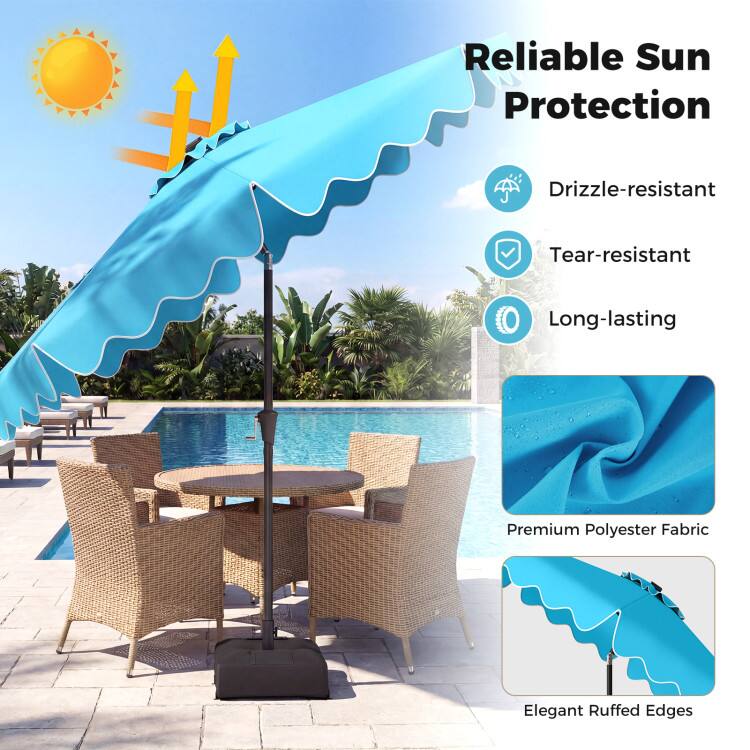 Reliable Sun Protection  
Drizzle-resistant  
Tear-resistant  
Long-lasting  
Premium Polyester Fabric  
Elegant Ruffed Edges