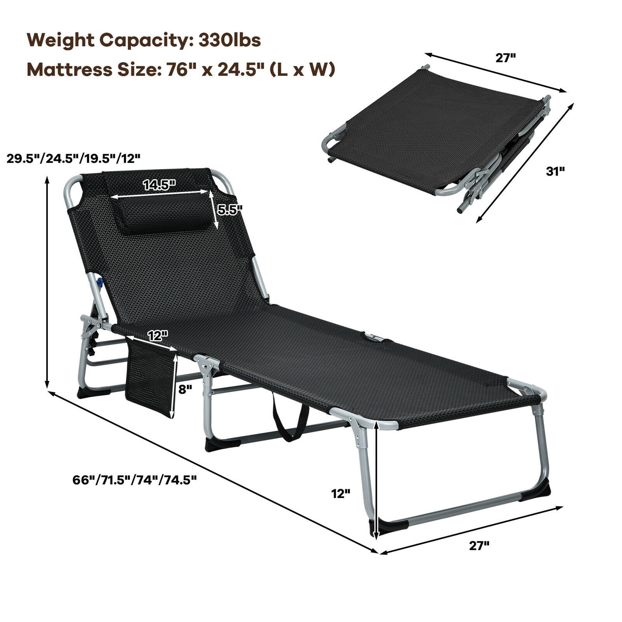 Weight Capacity: 330lbs
Mattress Size: 76" x 24.5" (L x W)
27"
29.5"/24.5"/19.5"/12"
14.5"
31"
5.5"
12"
8"
66"/71.5"/74"/74.5"
12"
27"