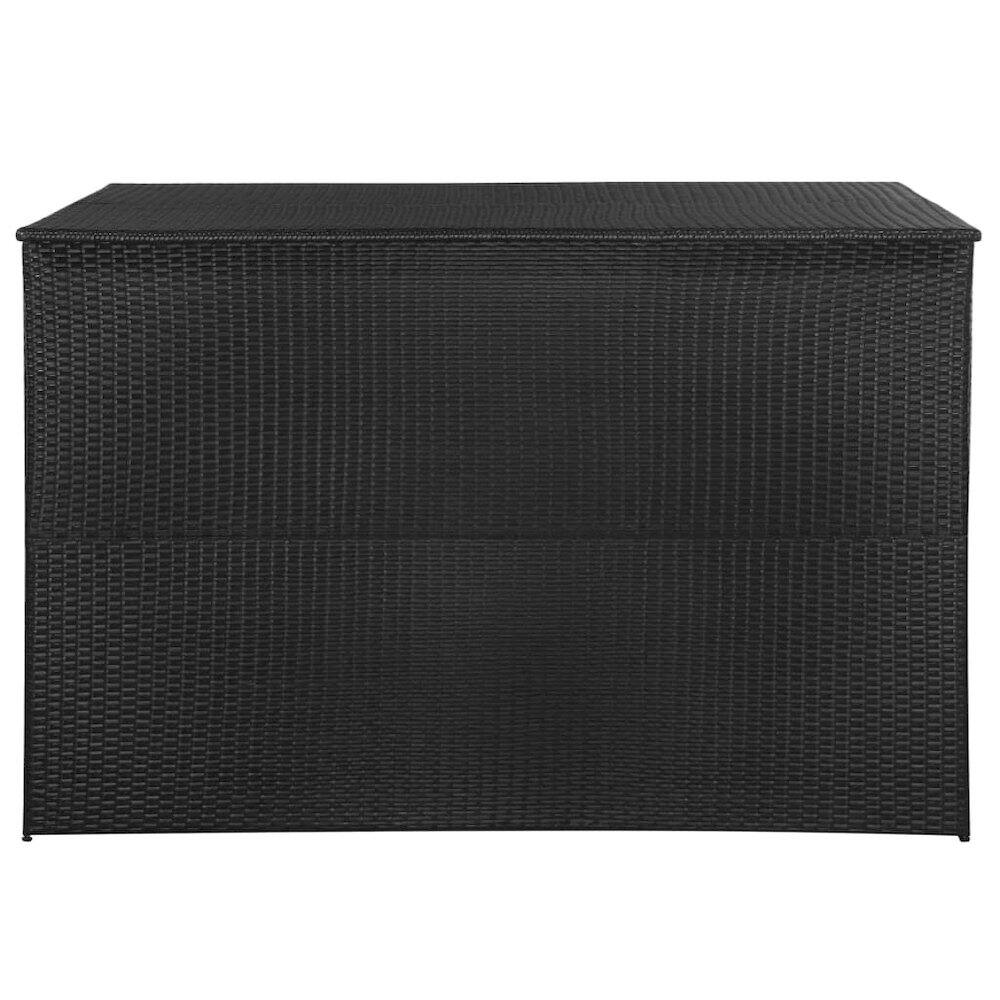 Back. vidaXL - vidaXL Outdoor Storage Box Black PE Rattan, Powder-Coated Steel - Black.