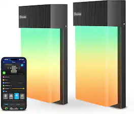 Govee - Outdoor Wall Light, 1500LM Smart RGBIC Porch Lights Outdoor with 45 Scene Modes, IP65 Waterproof, 2 Pack