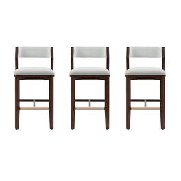 Manhattan Comfort - Patricia Modern Wood Upholstered Barstool - Set of 3 - White Glacier