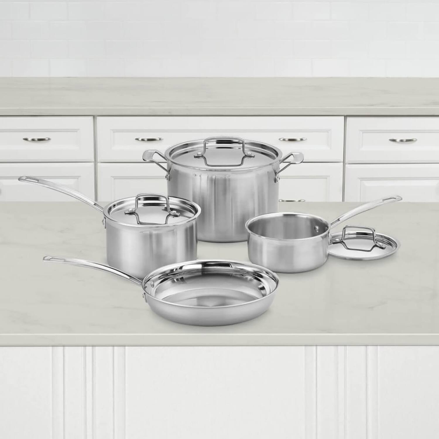 Alt View 3. Cuisinart - Multiclad Pro Triple Ply 7-Piece Cookware Set MCP-7NP1 - Stainless Steel P1.
