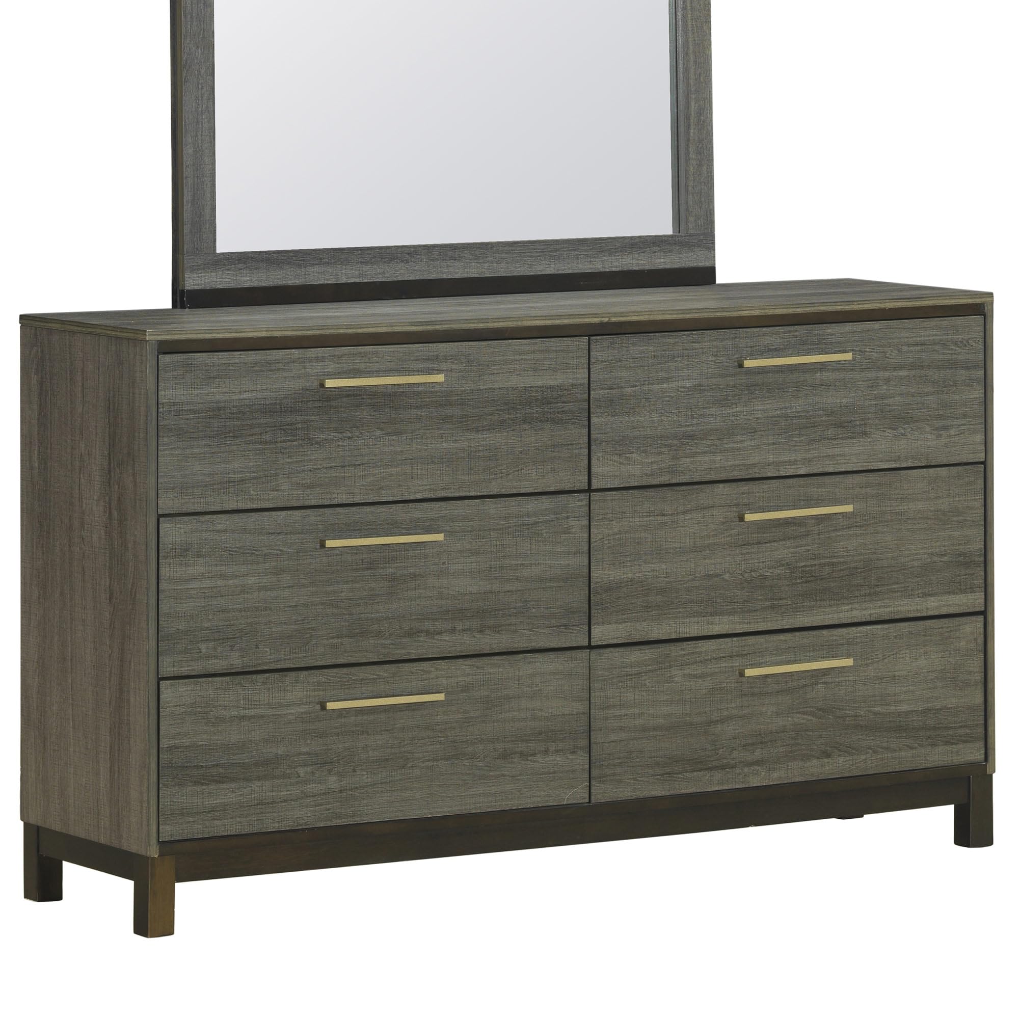 Left. Kings Brand Furniture - Kings Brand Furniture Exeter Wood 6-Drawer Double Dresser & Mirror - Grey.